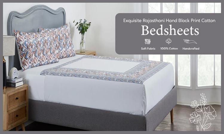 Exquisite Rajasthani Hand Block Print Cotton Bedsheets