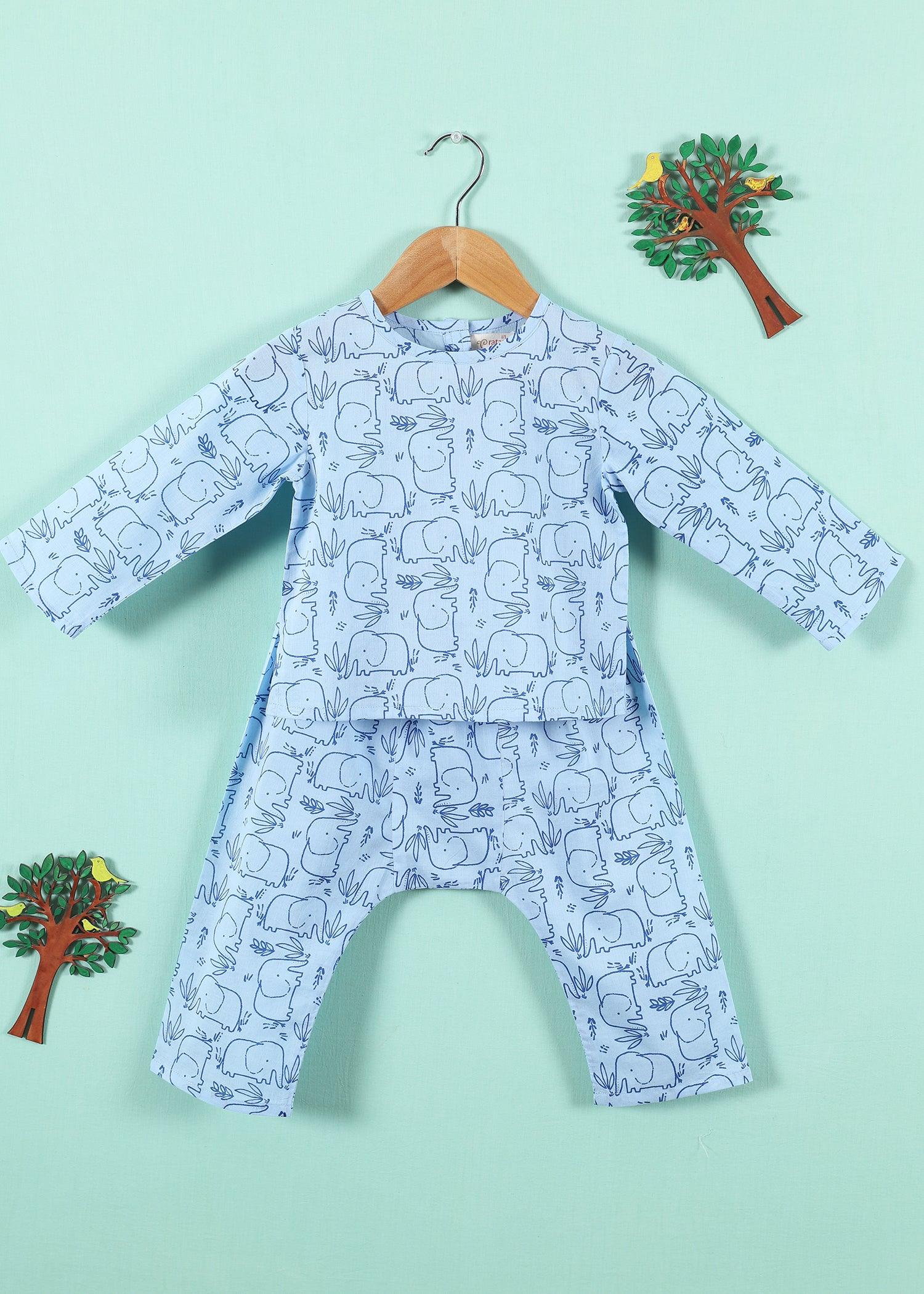 Hasti Blue Cotton Unisex Nightsuit Baby (6-18 Months) Ratan Texprocess Pvt. Ltd