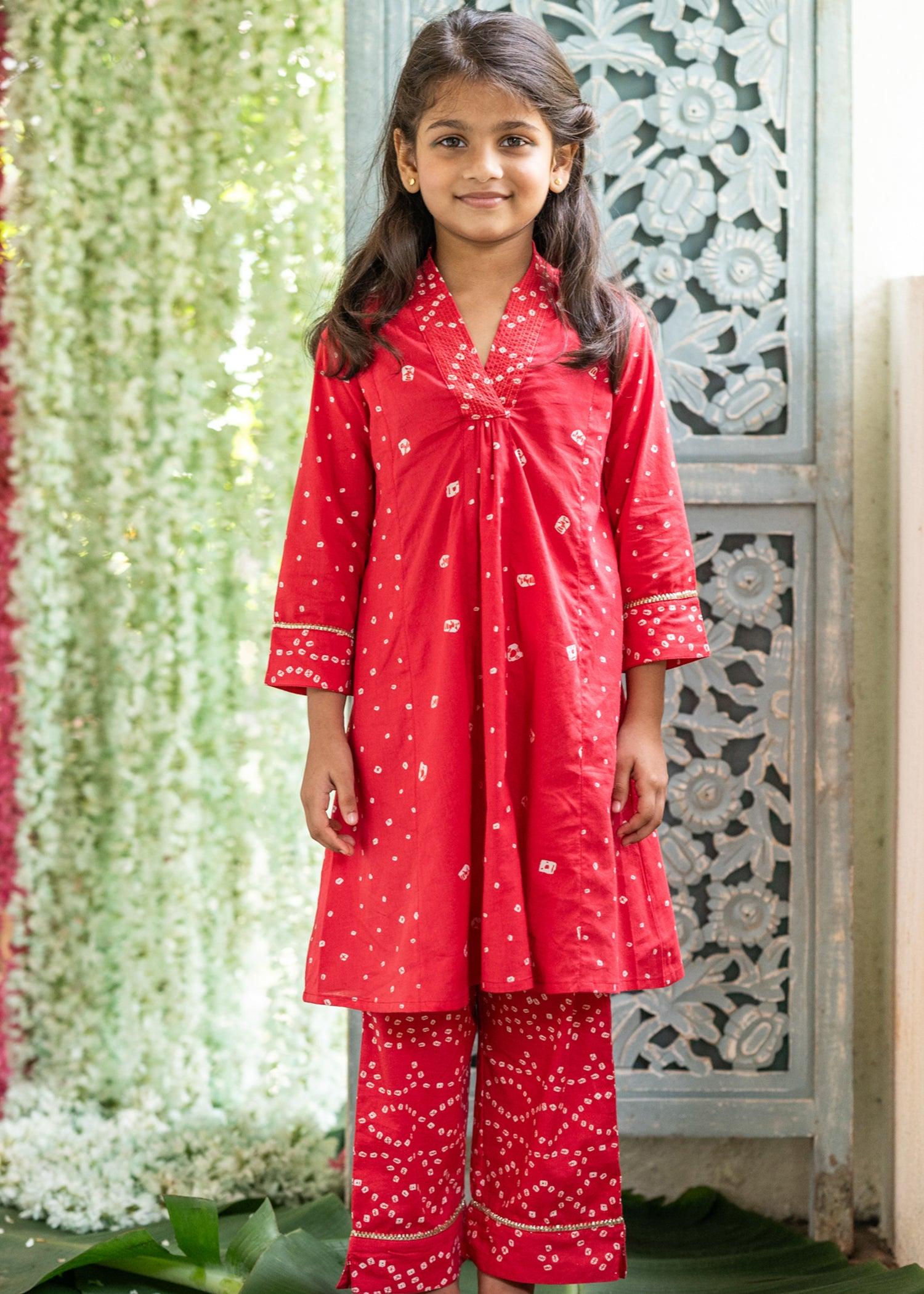 Kashvi Red Kurta Pant Set Girls (2Years - 12Years)