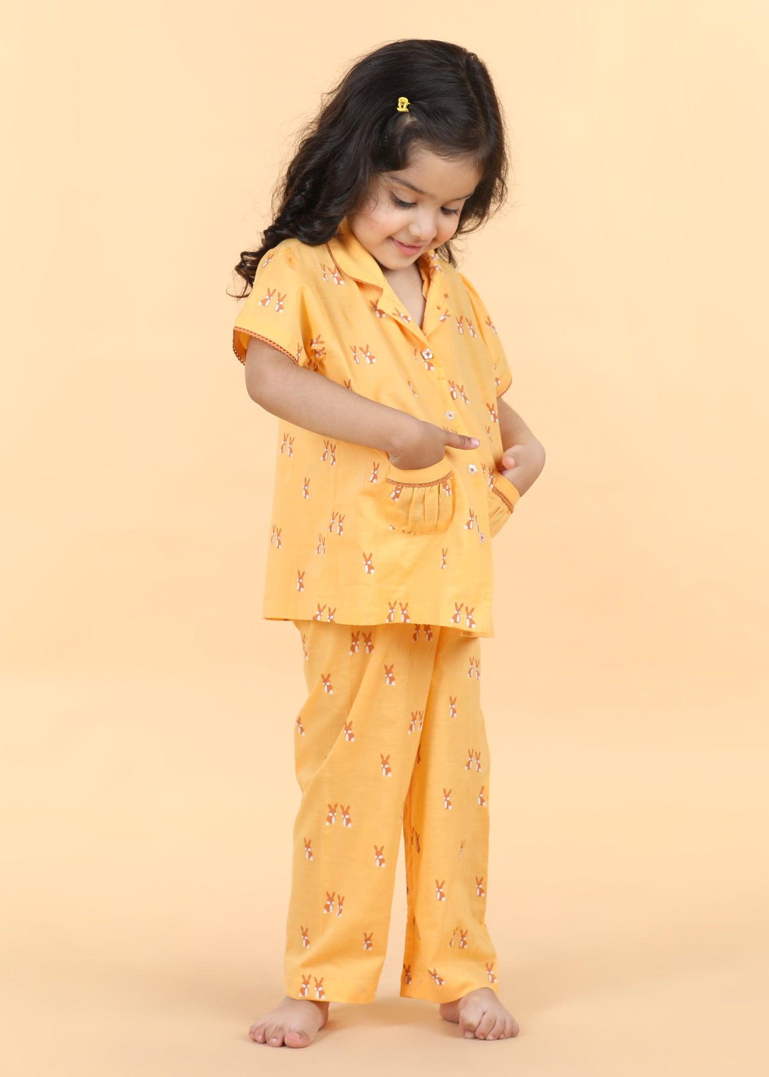 Rabbie Honey Half Sleeves Cotton Girl's Nightsuit (1-12 Yrs) Ratan Texprocess Pvt. Ltd