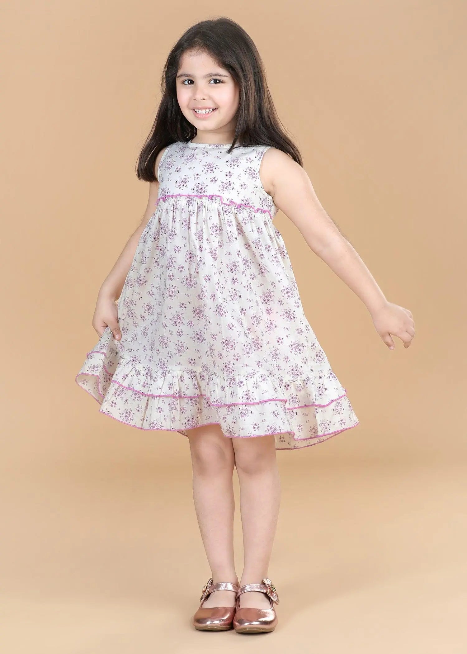 Creme Cotton Sofia Dress  Girls (6 Months -12 Yrs)