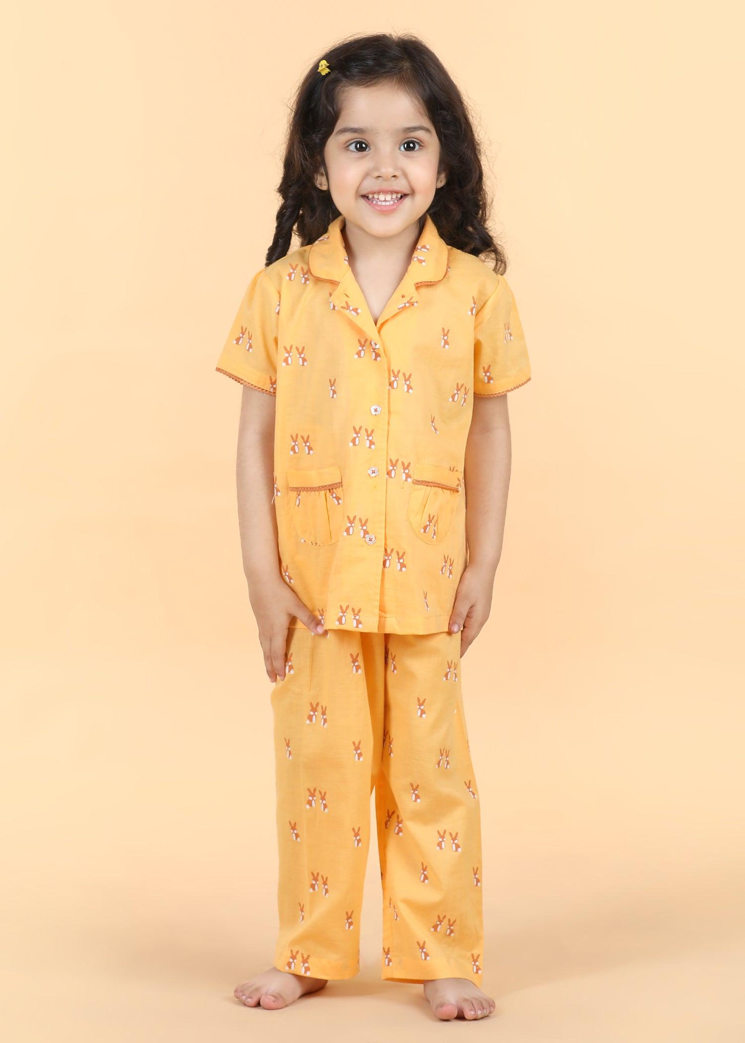 Rabbie Honey Half Sleeves Cotton Girl's Nightsuit (1-12 Yrs) Ratan Texprocess Pvt. Ltd