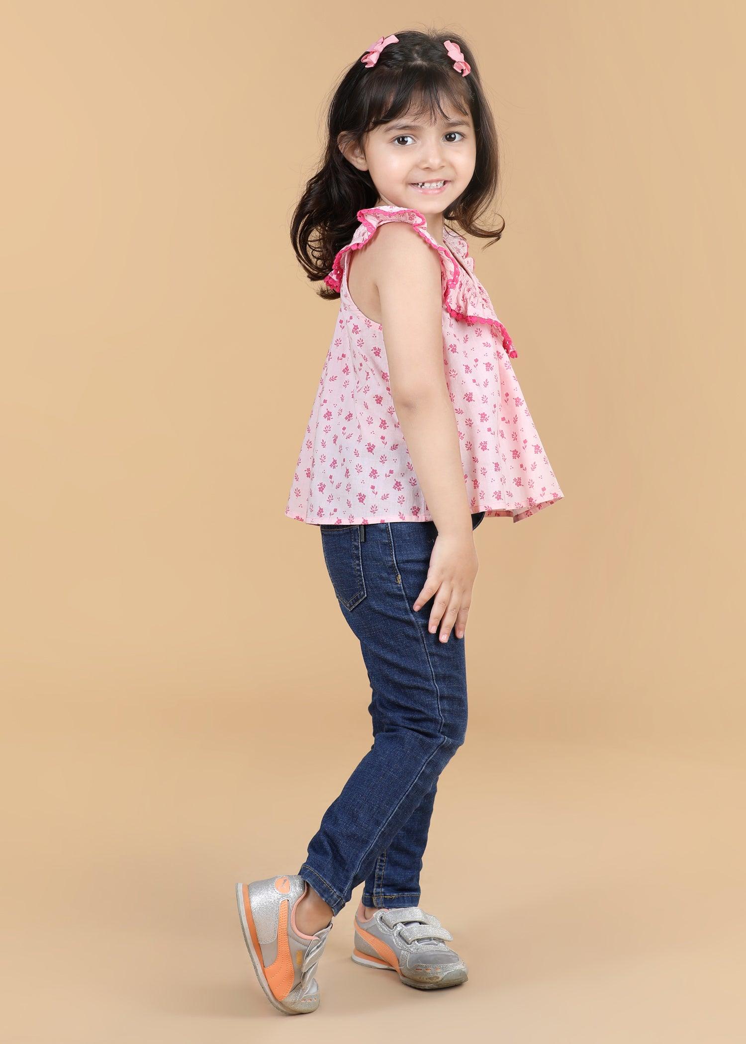 Dilly Pink Cotton Soha Top Girls (6 Months- 9 Yrs)