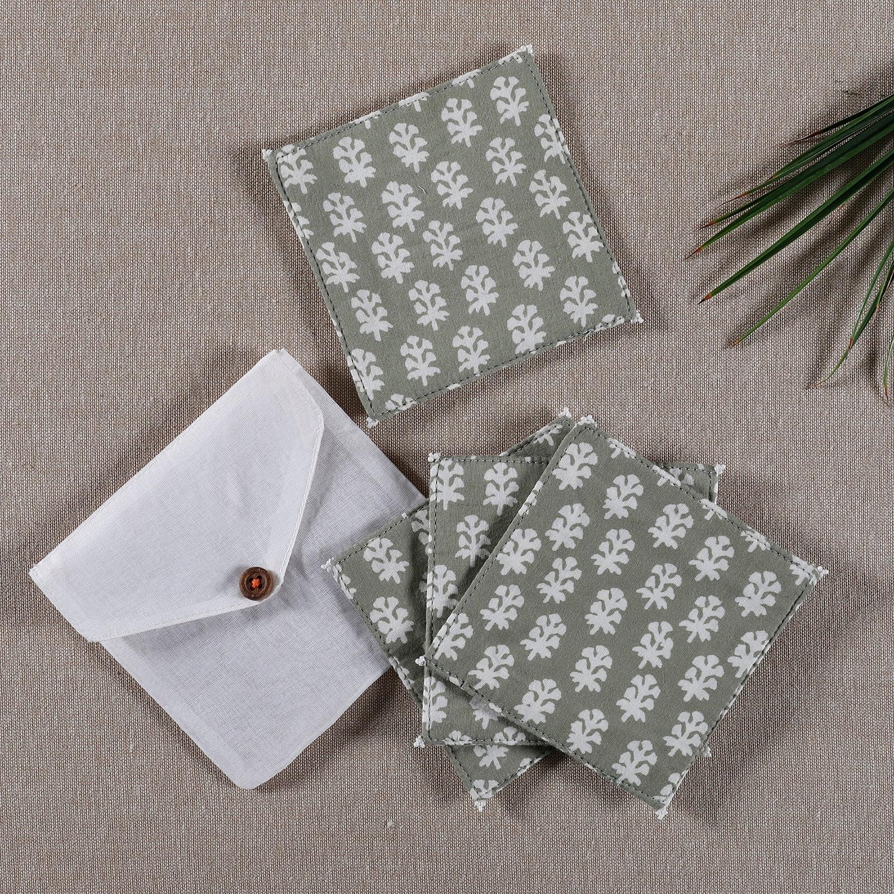 Lilium Green Cotton Coaster (Set Of 4)