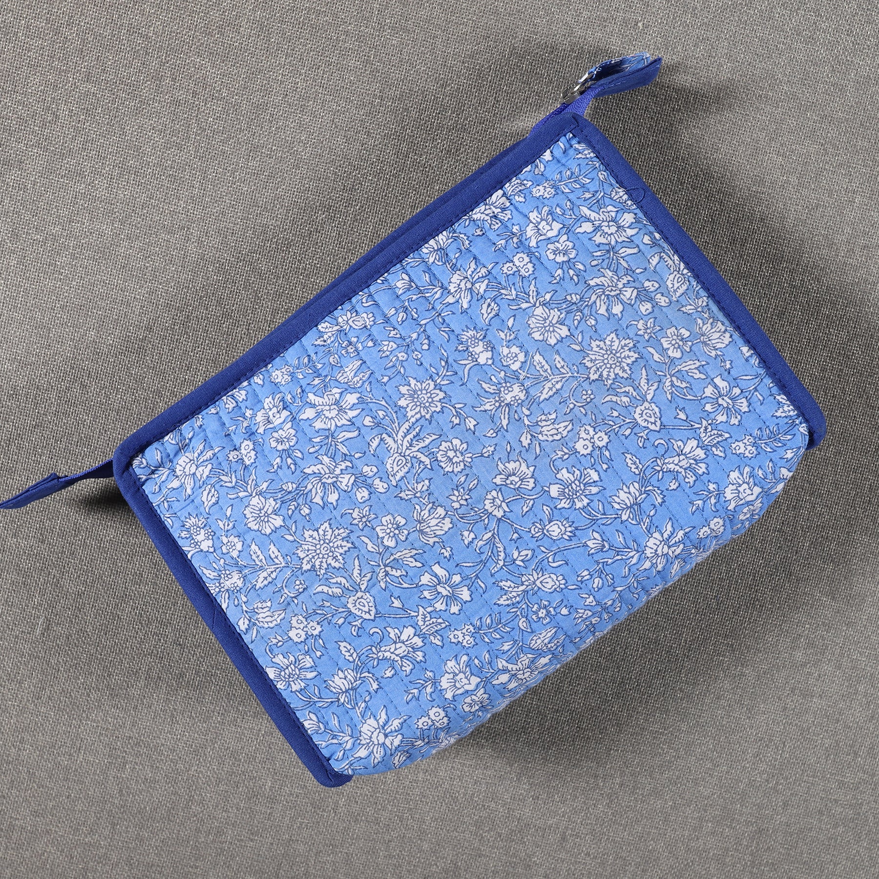 Jaal Blue Quilted Cotton Toilet Bag Ratan Texprocess Pvt. Ltd