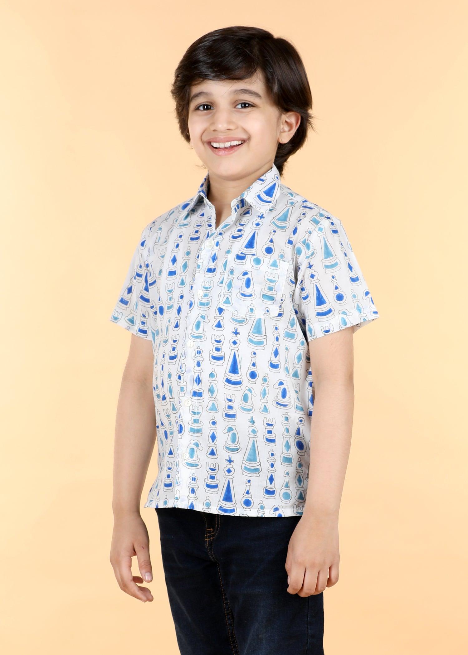 Blue Cotton Boys Shirt