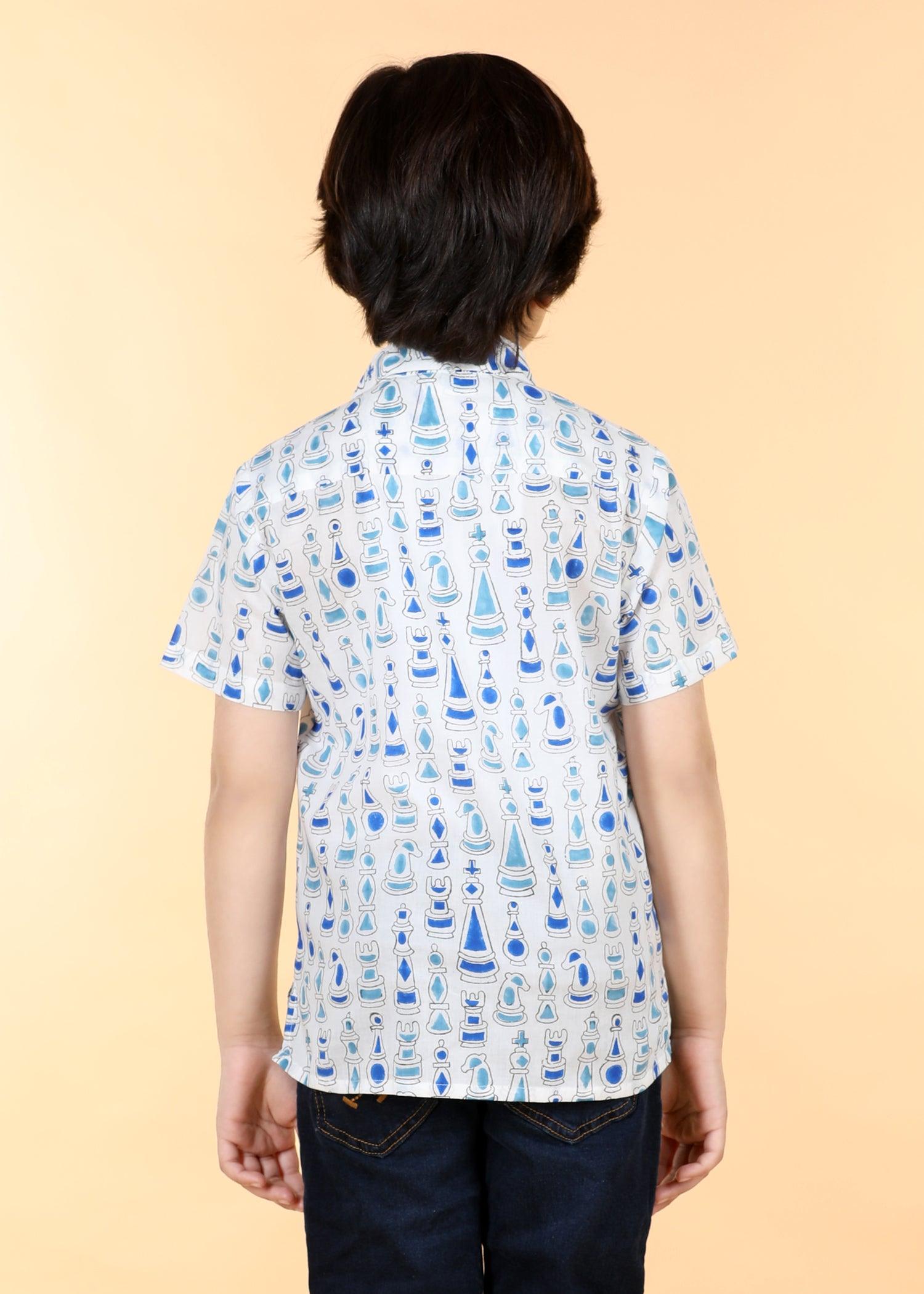 Blue Cotton Boys Shirt