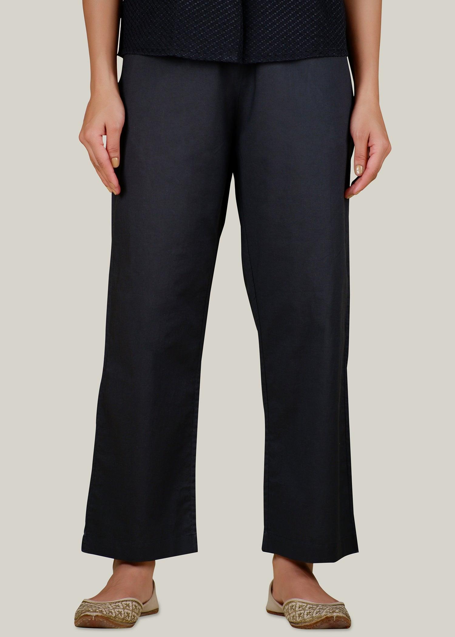 Black Regular Cotton Prithvi Pant