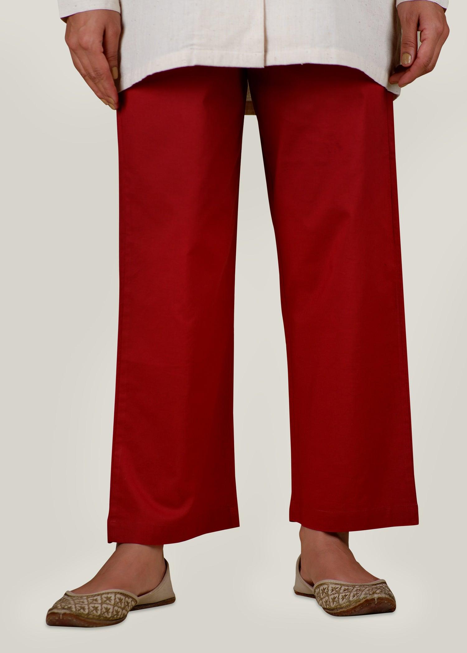 Maroon Regular Cotton Prithvi Pant