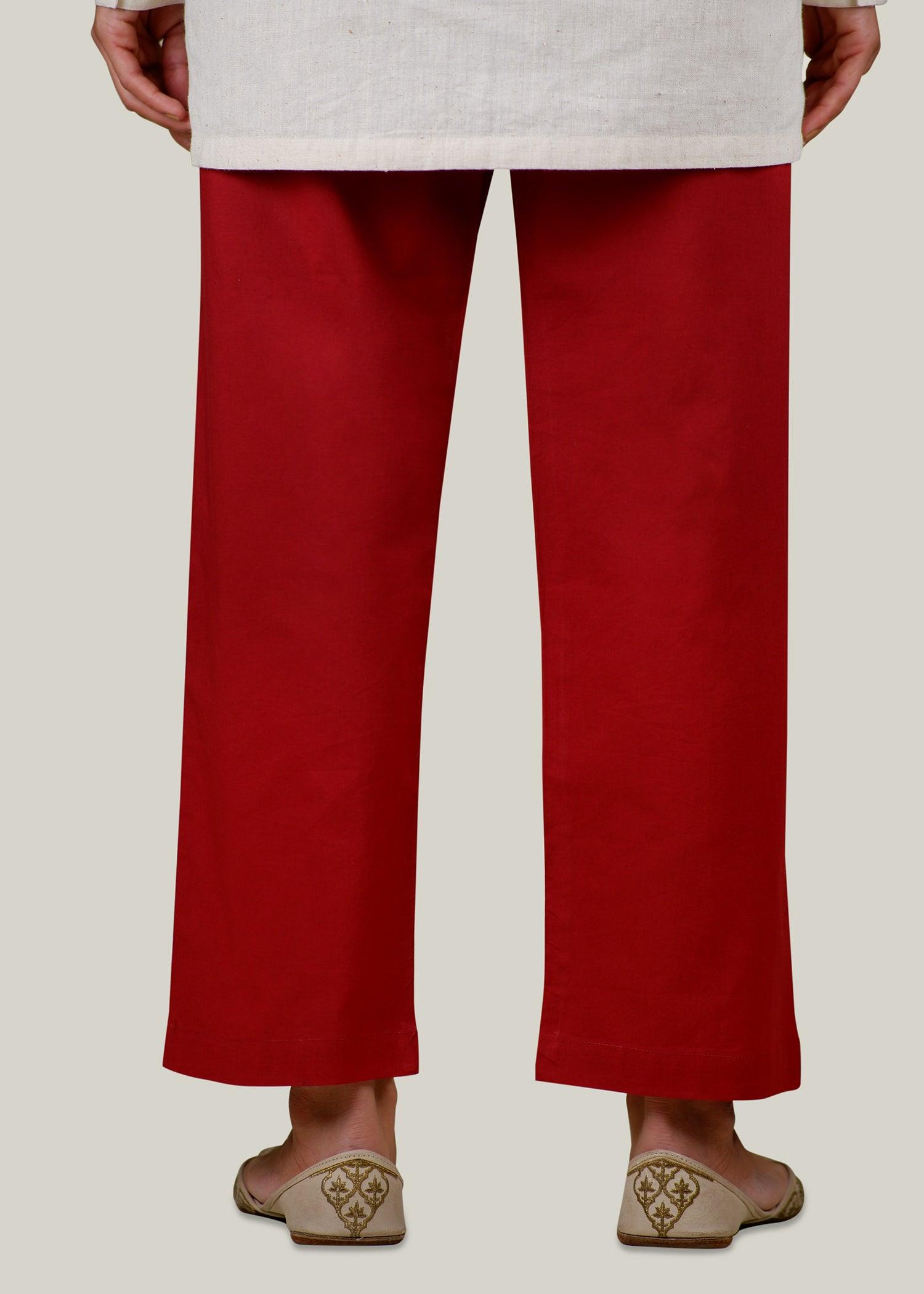 Maroon Regular Cotton Prithvi Pant