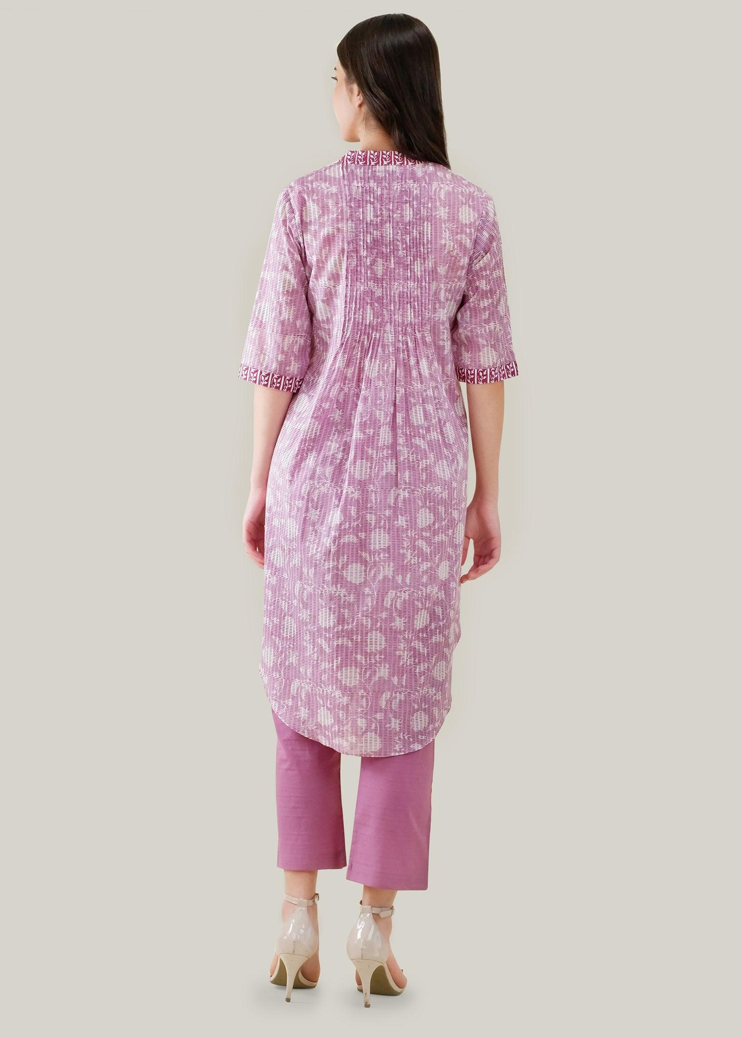 Purple Regular Voile Cascade Kurta