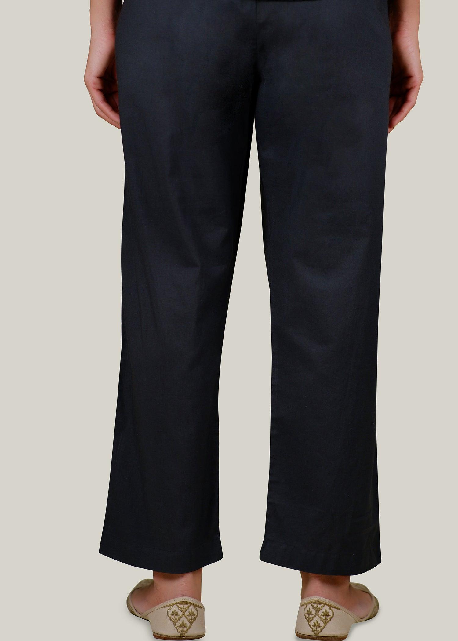 Black Regular Cotton Prithvi Pant