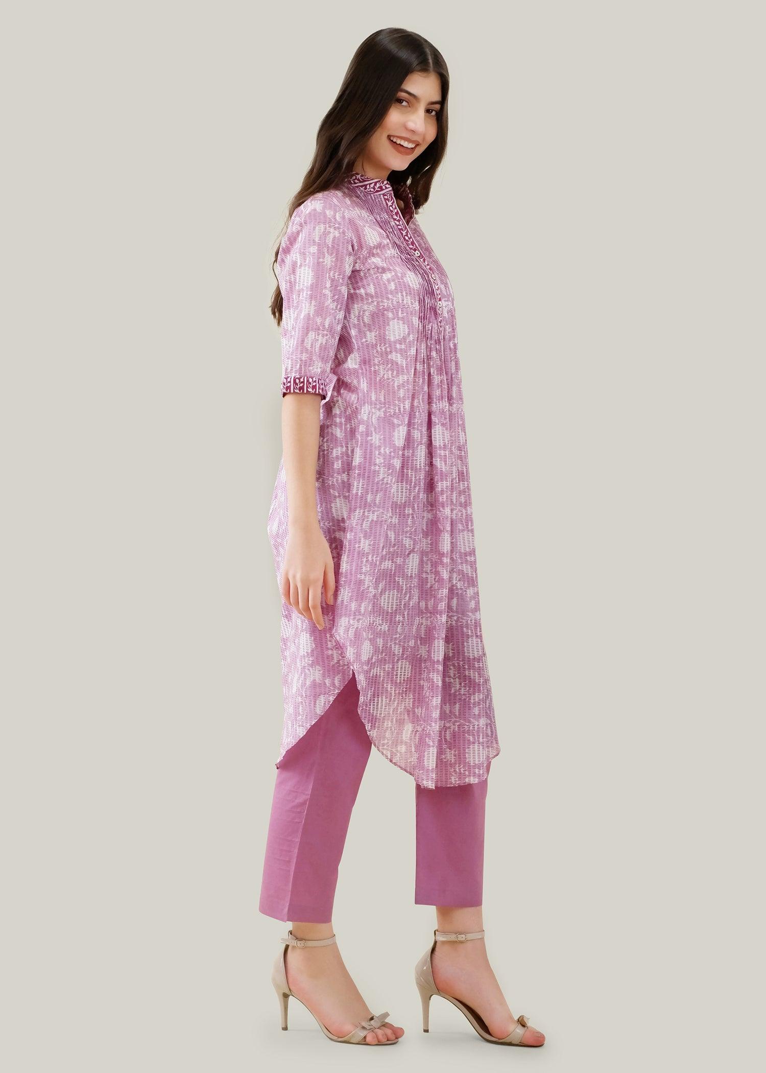 Purple Regular Voile Cascade Kurta