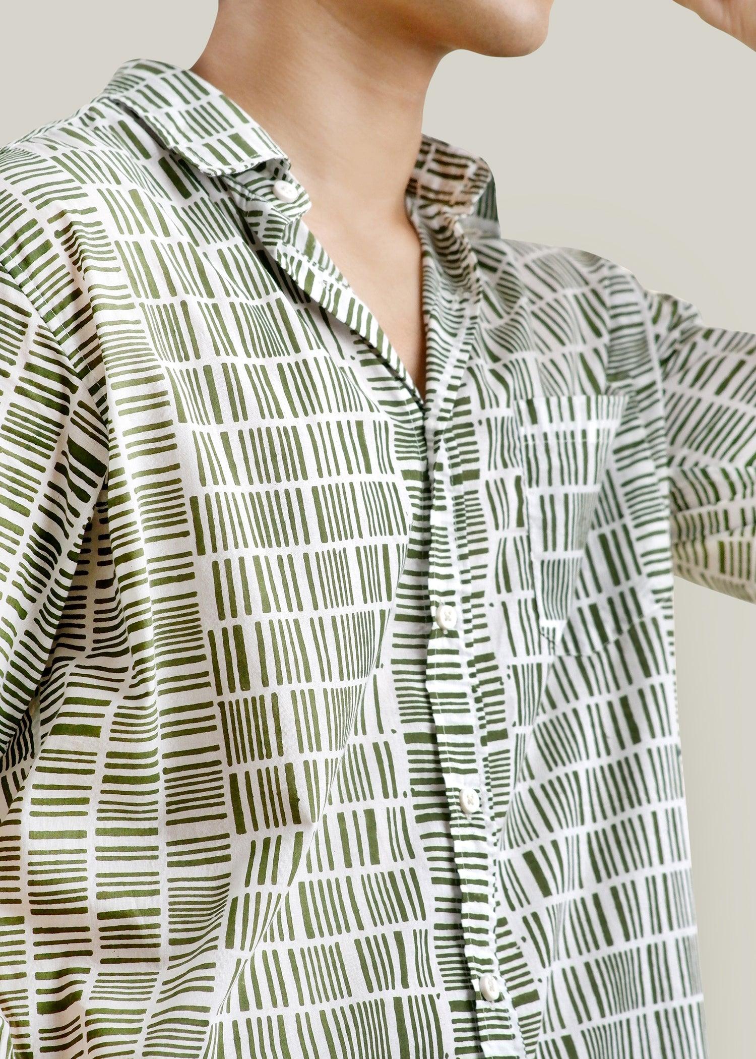 Dark Green Regular Cotton Half Sleeve Shirt