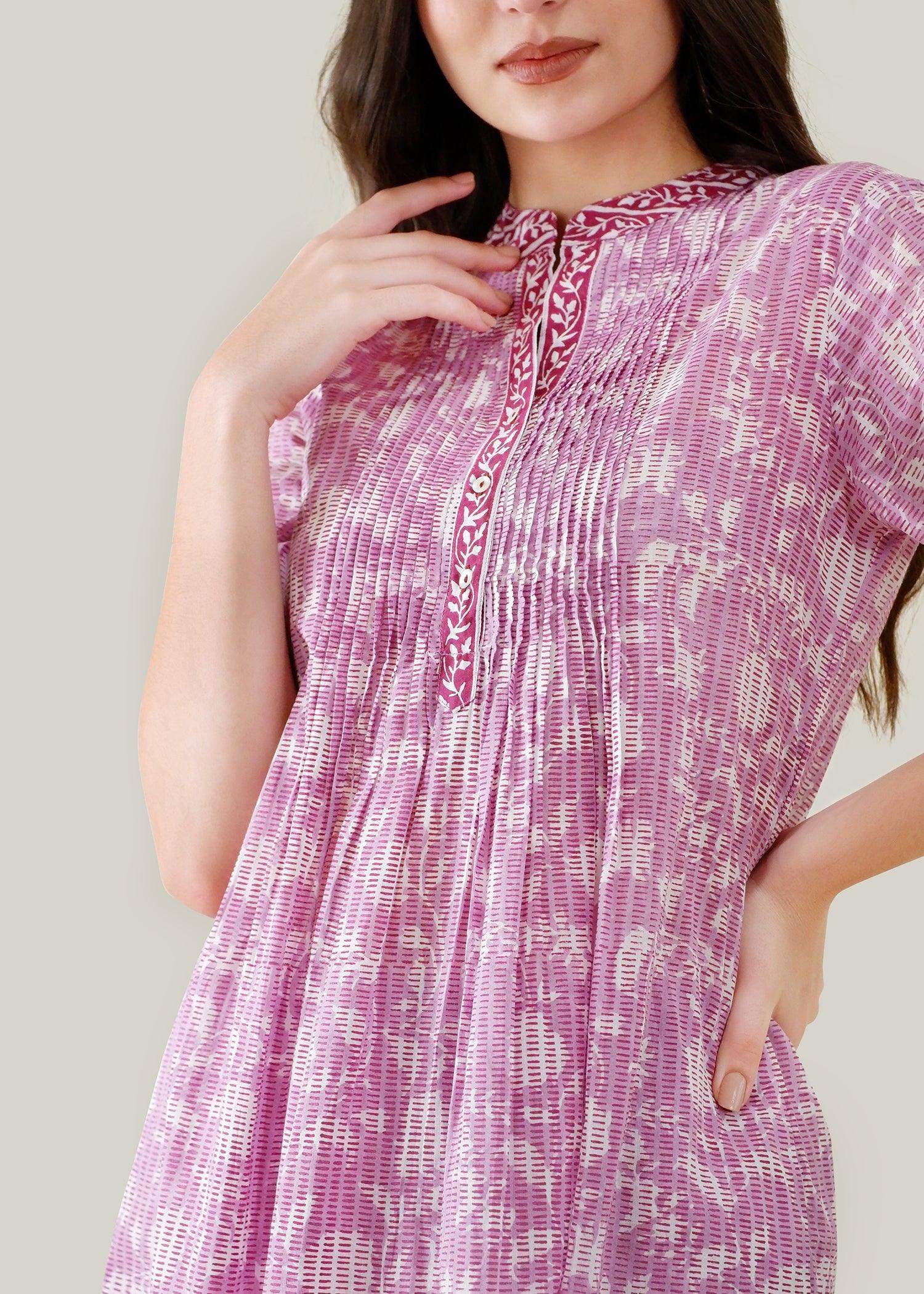 Purple Regular Voile Cascade Kurta