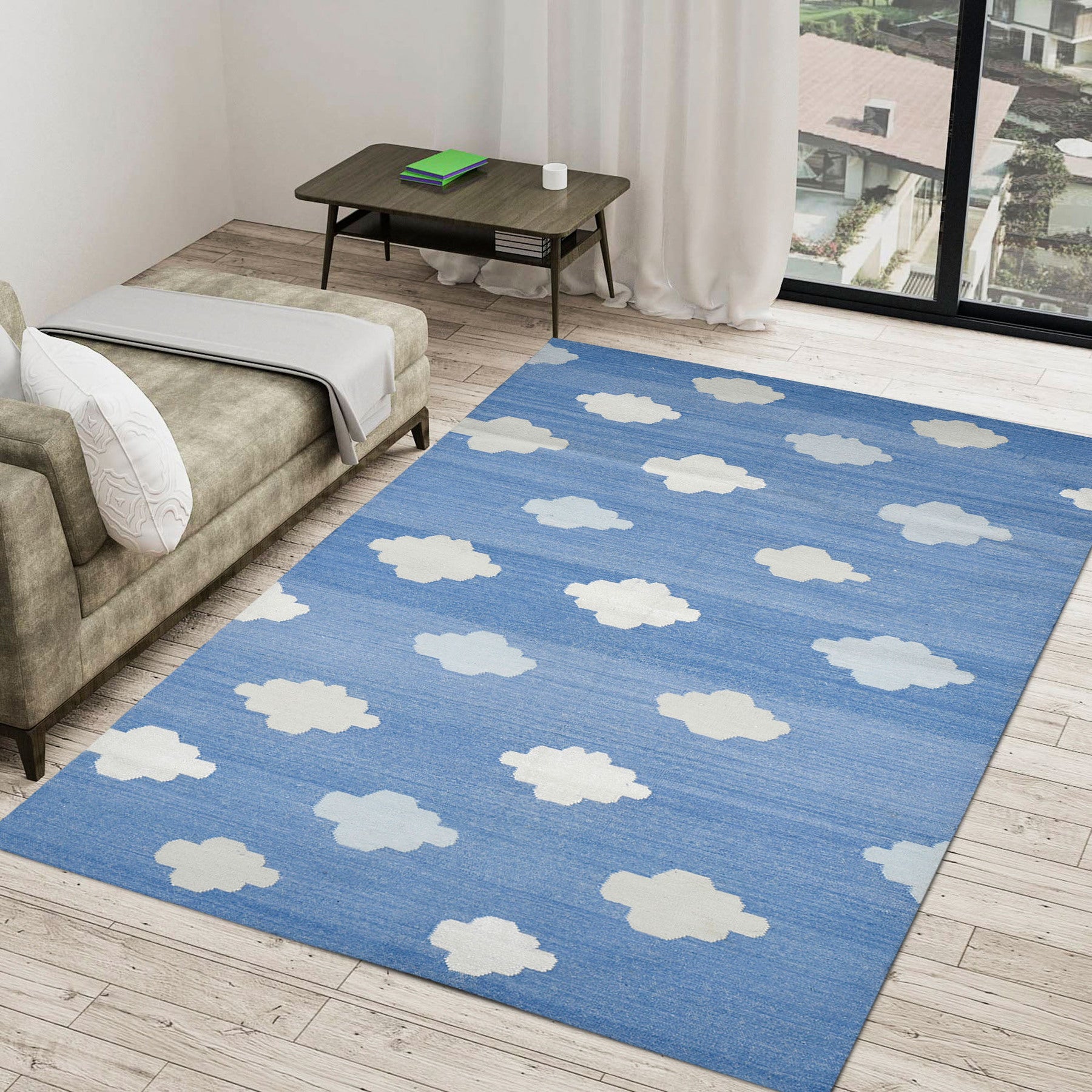 Cloud Kid Rug-Blue/White