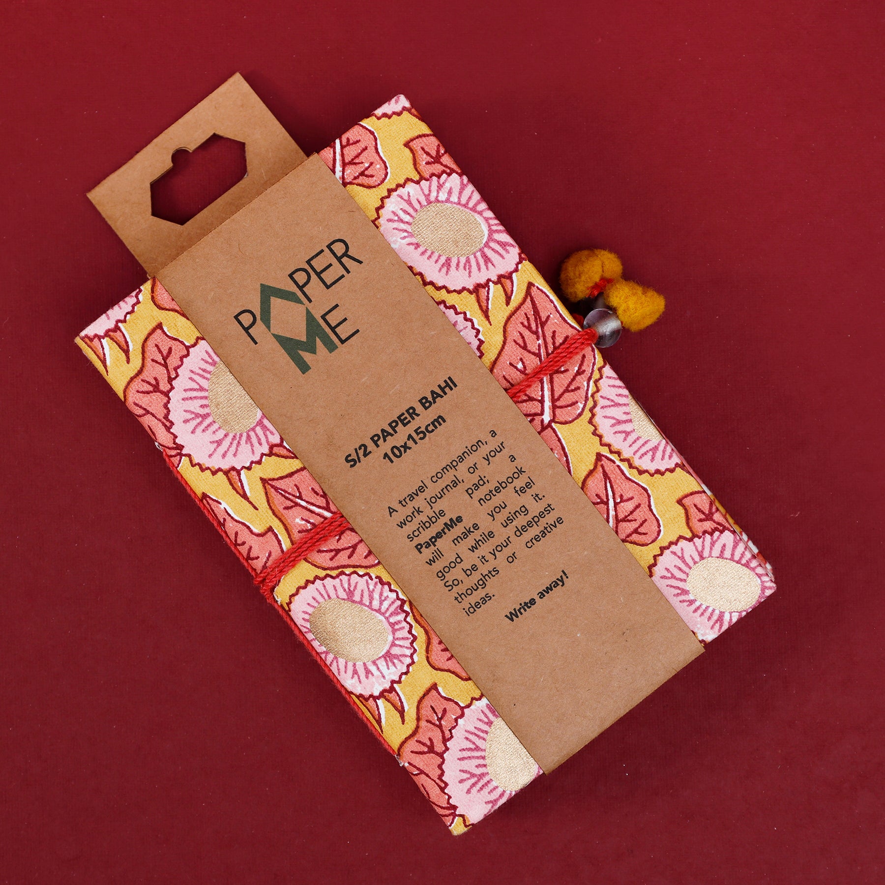 Flower Buti Peach & Brown Paper Bahi Set of 2