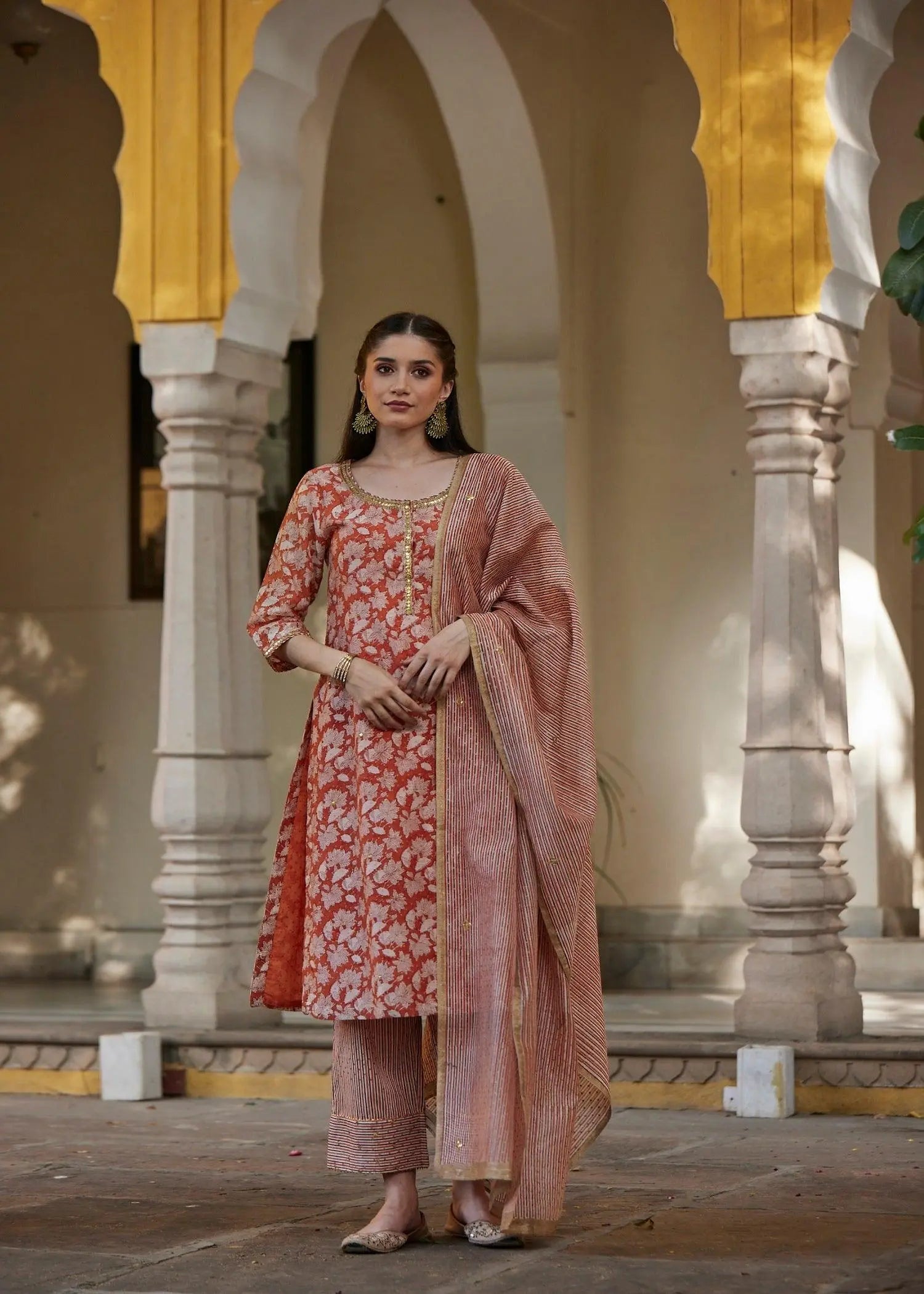 Orange Chanderi Regular Kurta | Stylish Ethnic Wear | Ratan Jaipur