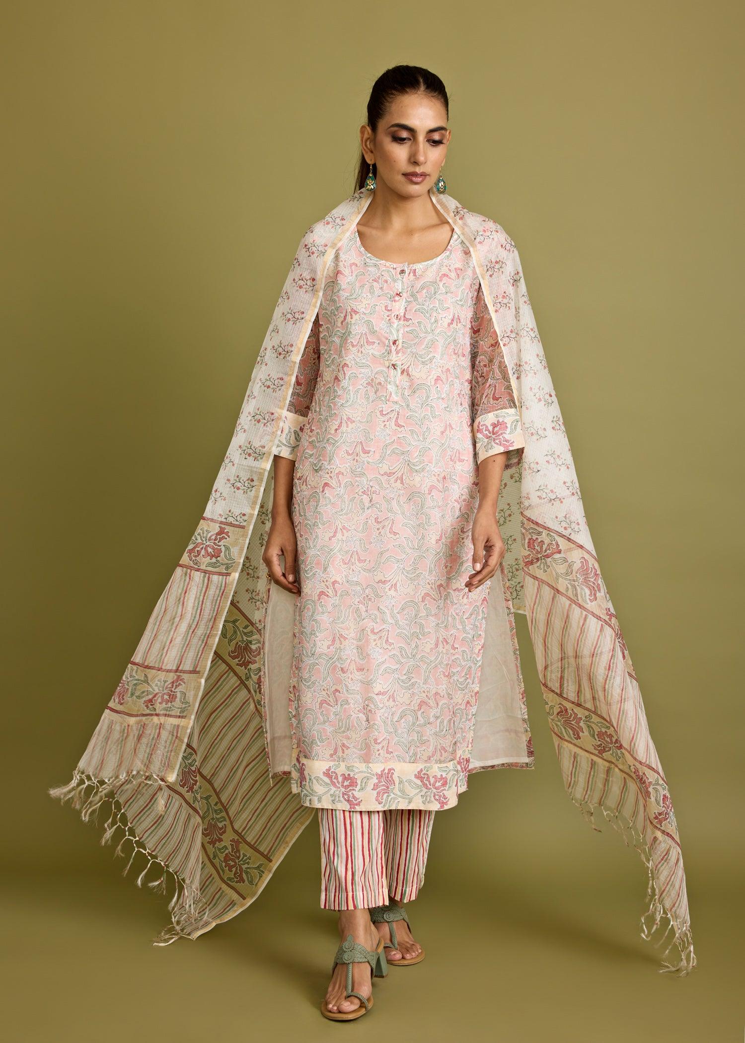 Peach & Red Raagini Suit Set