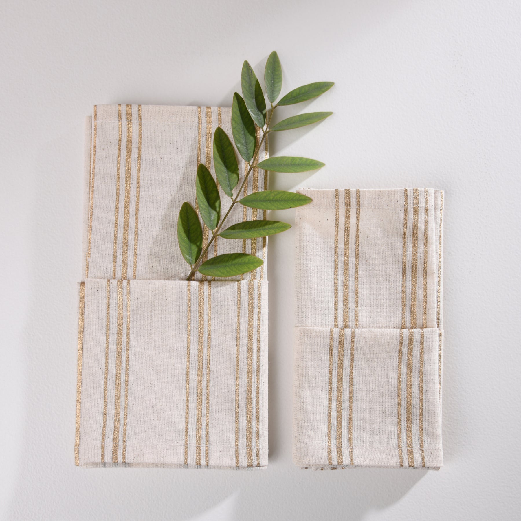 Linear Stripe Creme-Gold Napkin Set - 6 pieces Ratan Texprocess Pvt. Ltd