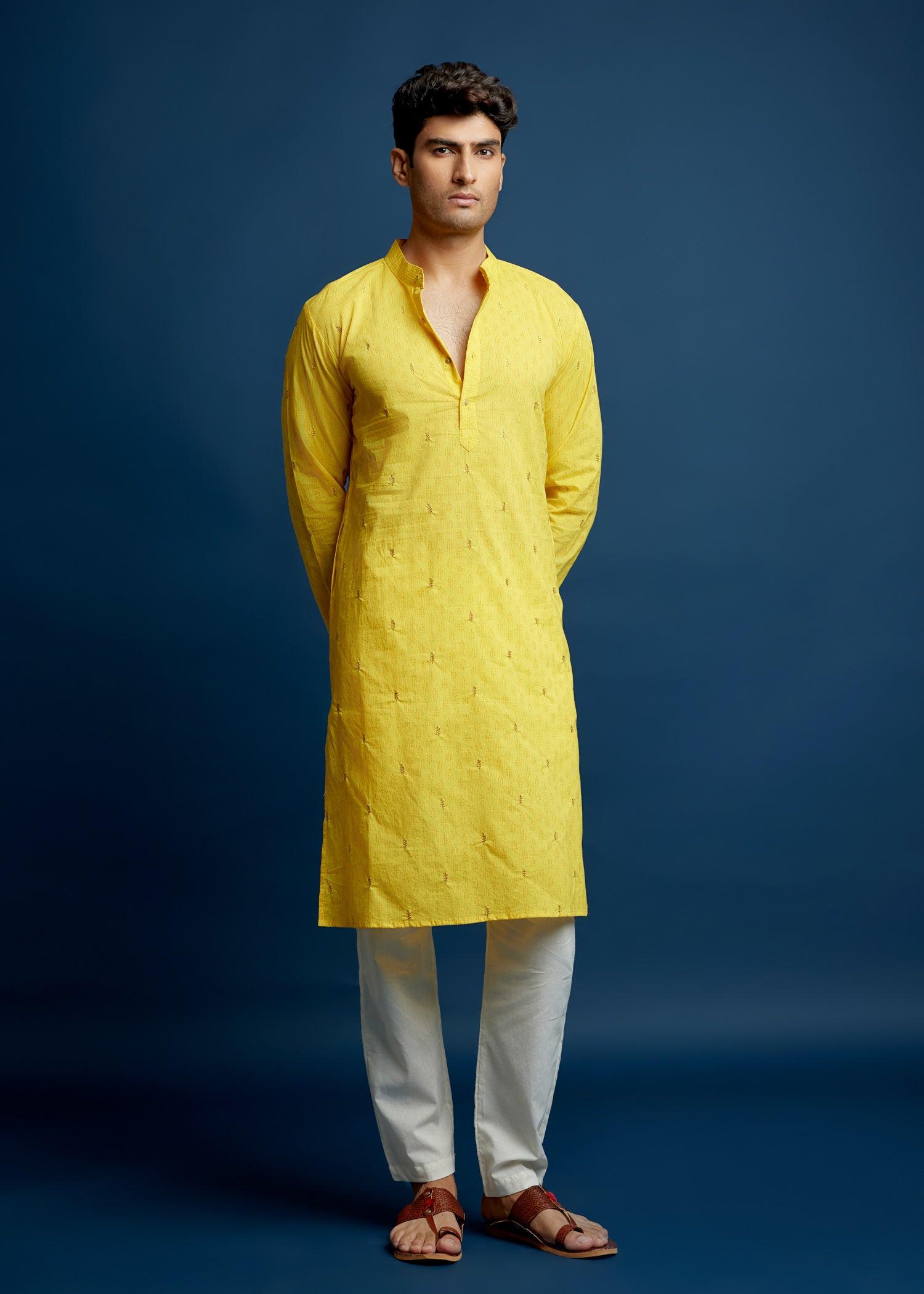 Men's Cotton Kurta Yellow Ratan Texprocess Pvt. Ltd