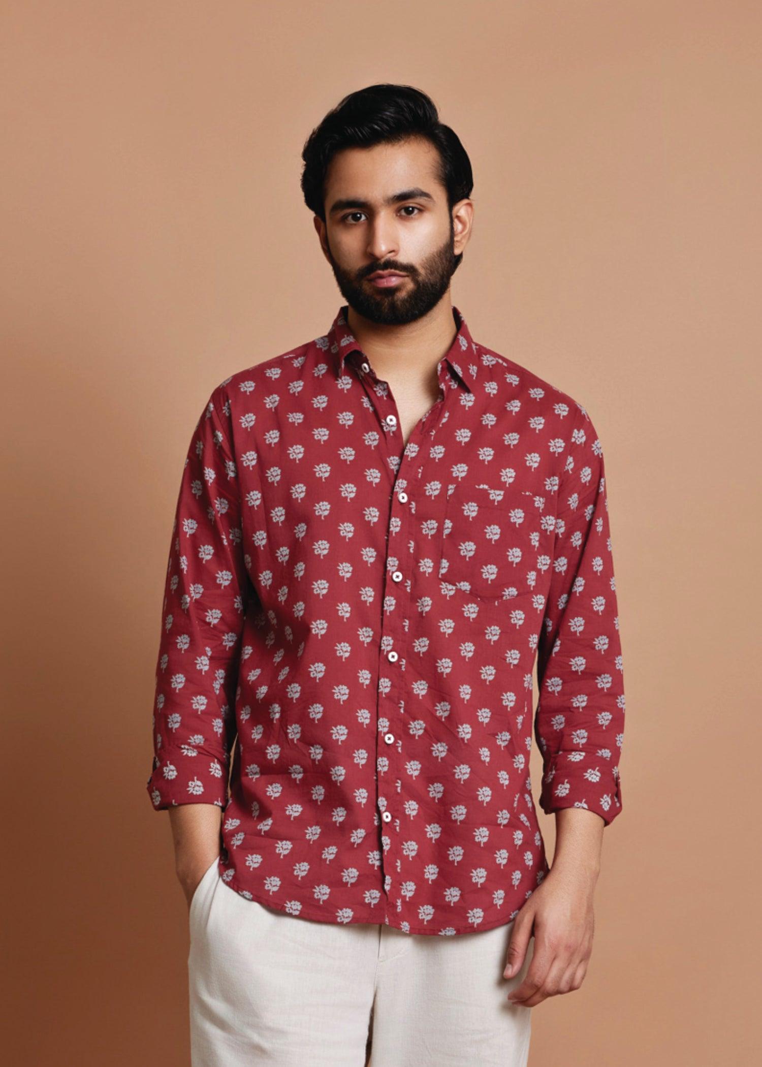 Maroon Regular Cotton Full Sleeve Shirt Ratan Texprocess Pvt. Ltd