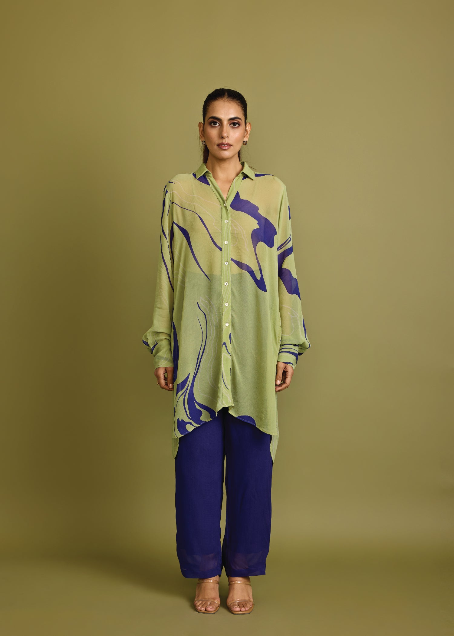 Mint Green & Blue Viscose Honeycomb Tunic Set Ratan Texprocess Pvt. Ltd