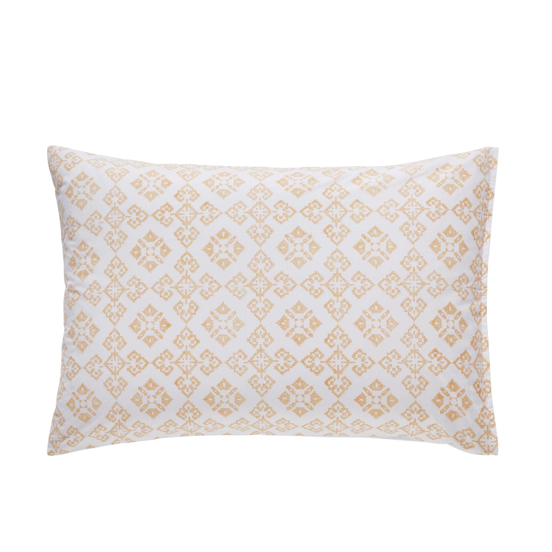 Geometric Dribble Mustard & Charcoal Hand Block Print Cotton Pillow Cover Ratan Texprocess Pvt. Ltd