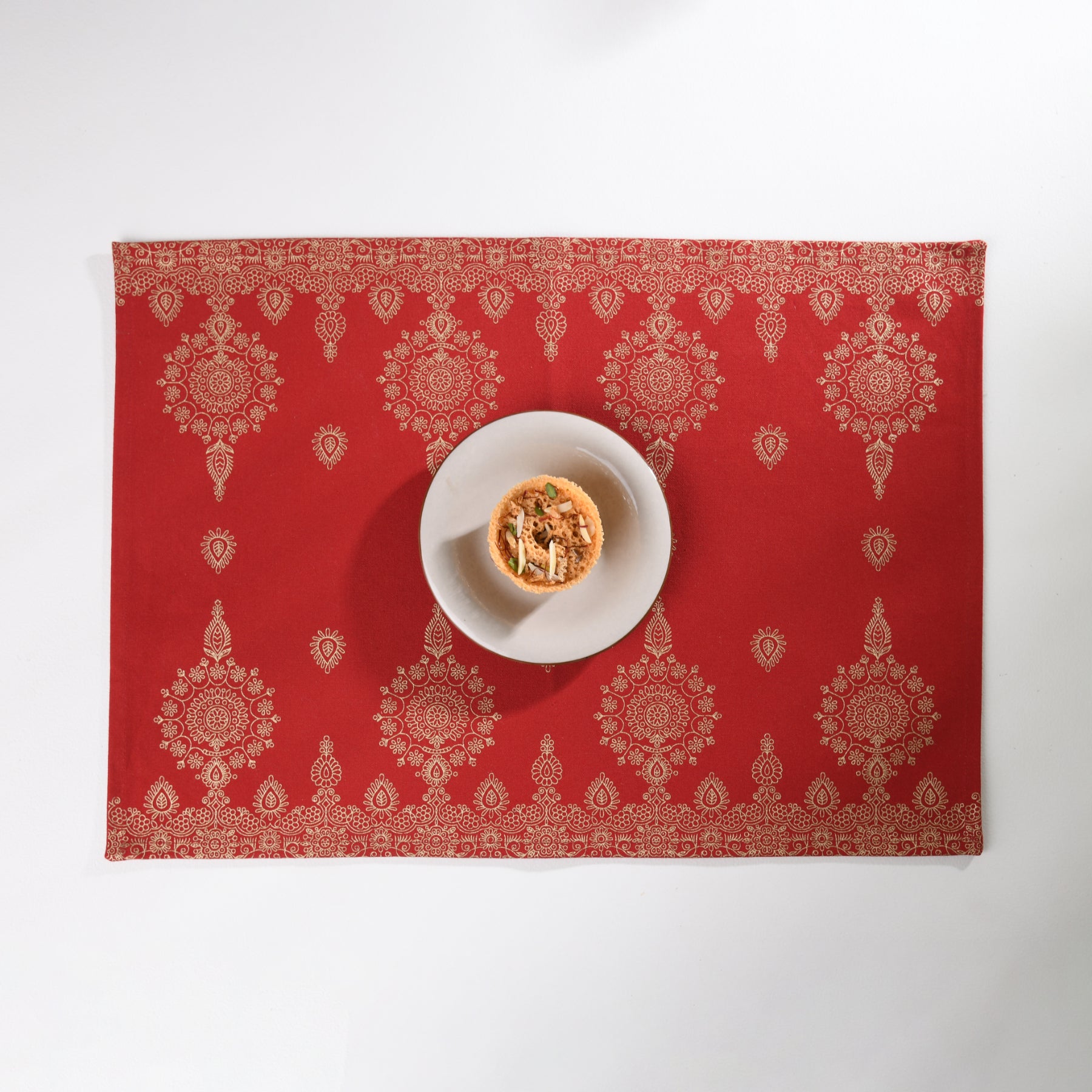 Mandala Maroon-Gold Table Mat Set of 6 Ratan Texprocess Pvt. Ltd