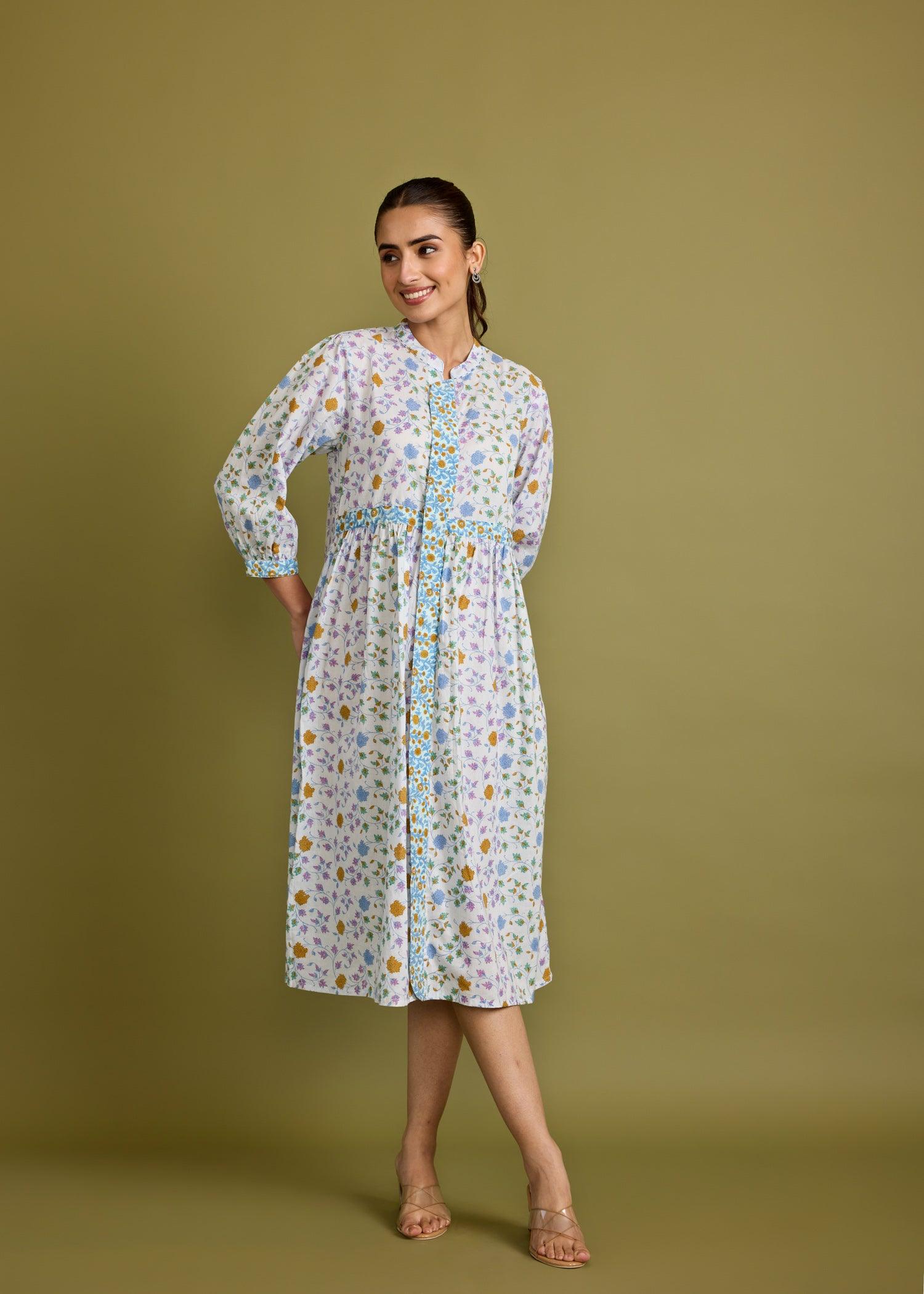 Illusion Blue Cotton Fuse Dress Ratan Texprocess Pvt. Ltd