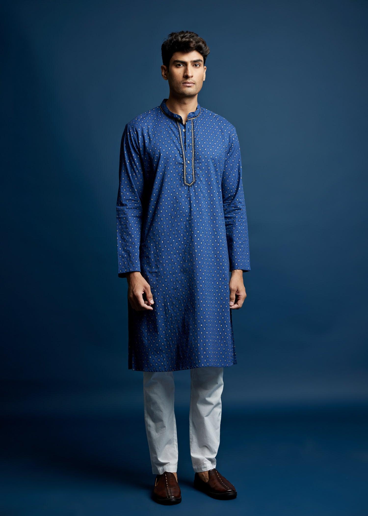 Men's Cotton Kurta Blue Ratan Texprocess Pvt. Ltd