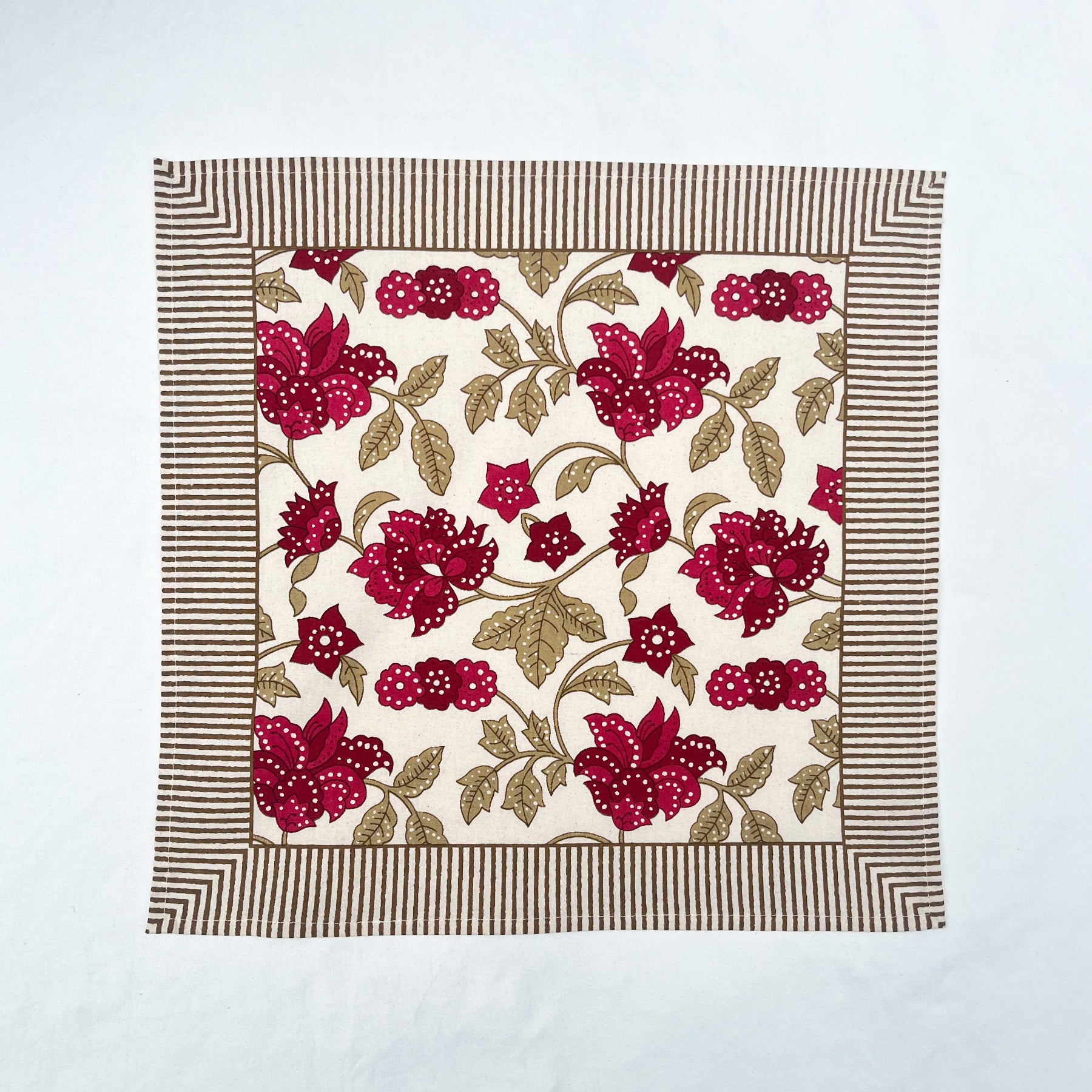 Red-Beige Flower Napkin- Set of 6