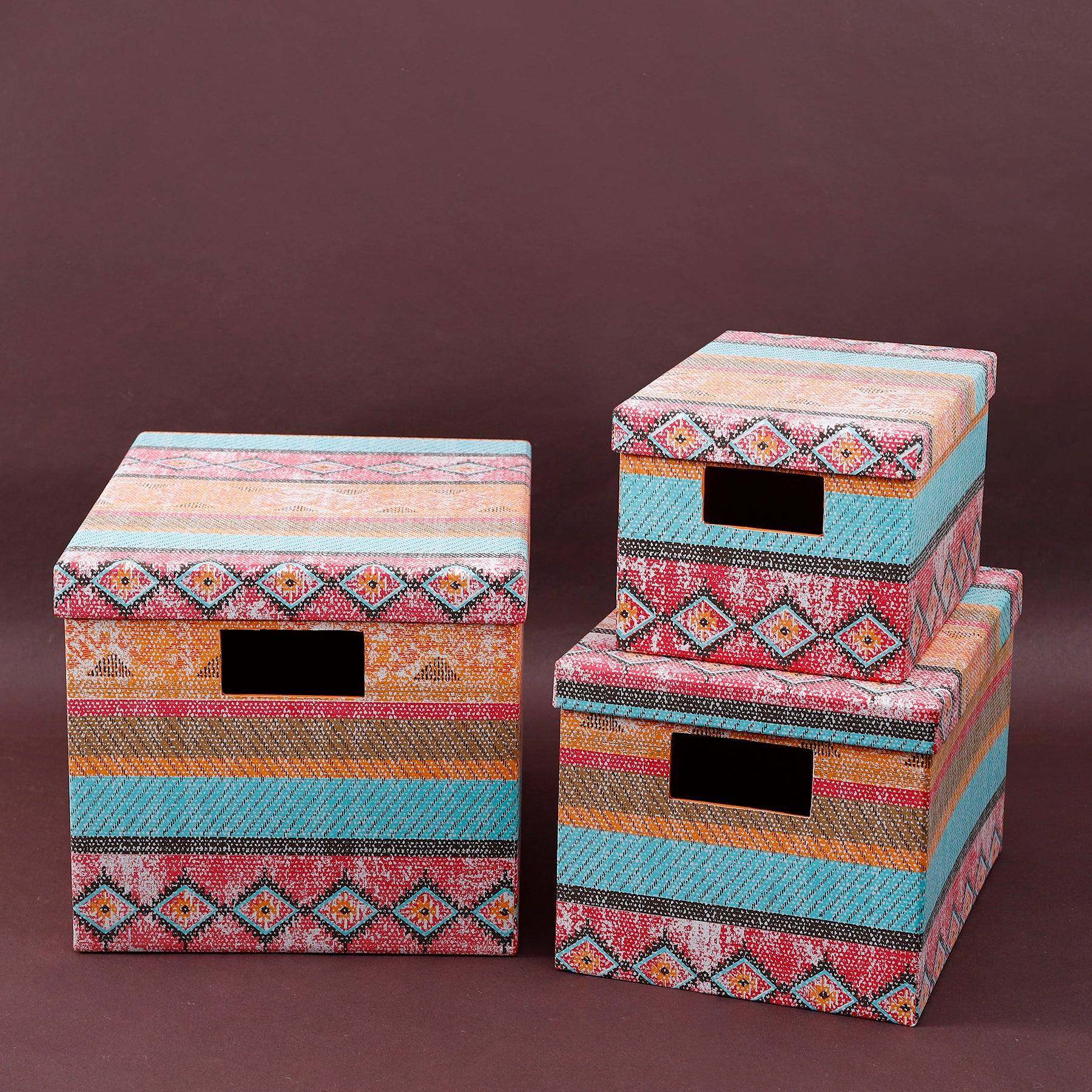 Kaleen Multicolor Storage Box Set of 3