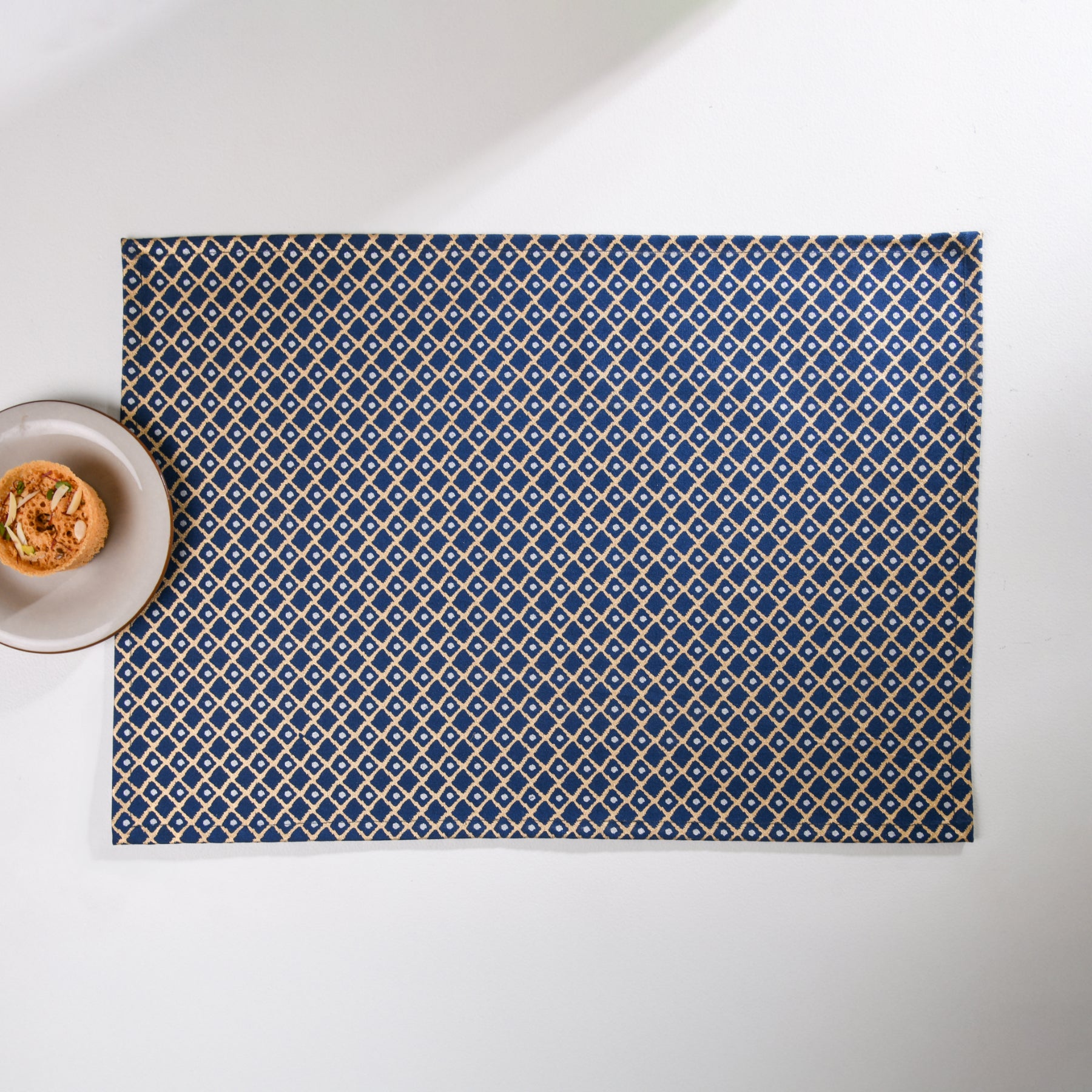 Hazy-Diamond Navy-Blue/Gold Table Mat Set of 6 Ratan Texprocess Pvt. Ltd