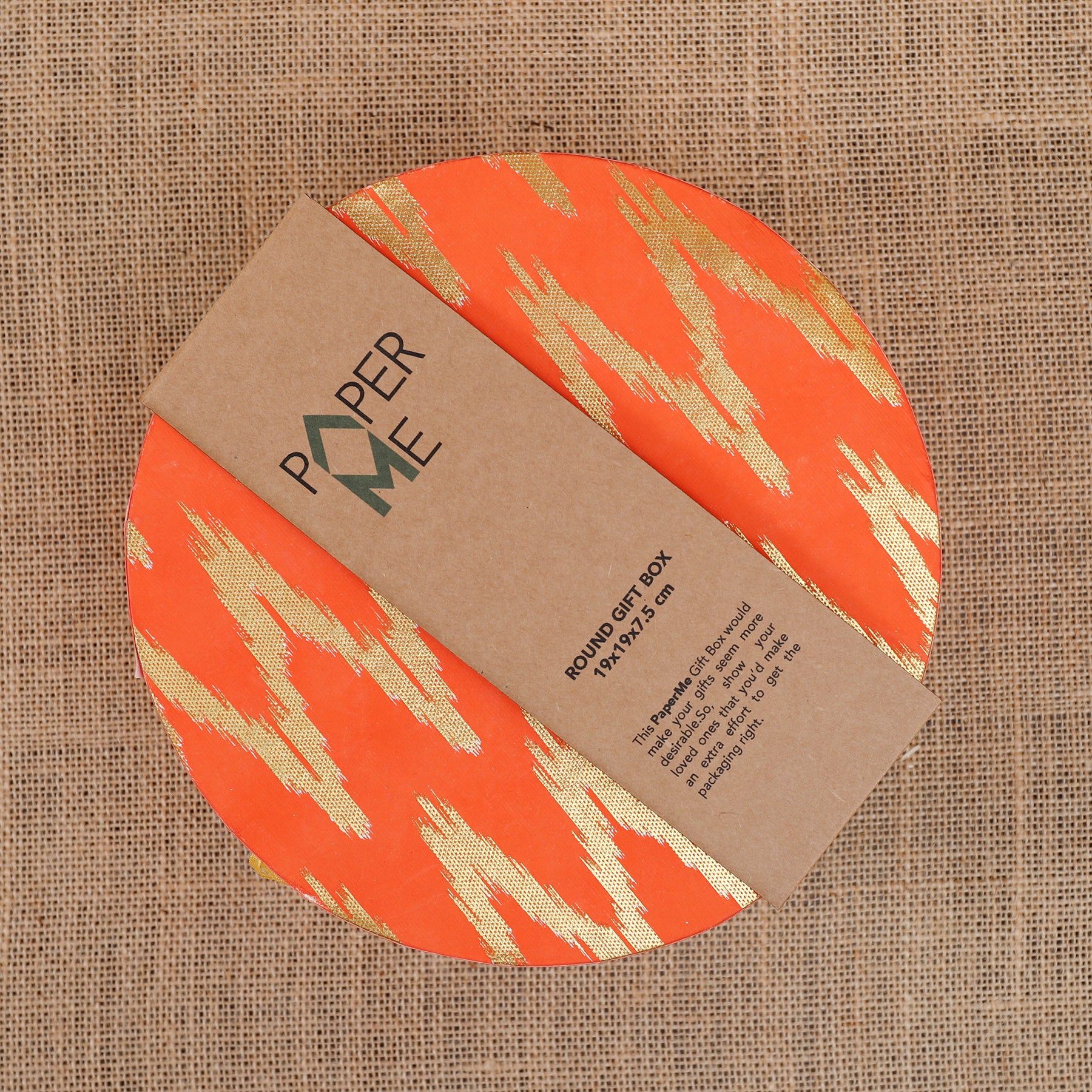 Ikat Orange Round Gift Box