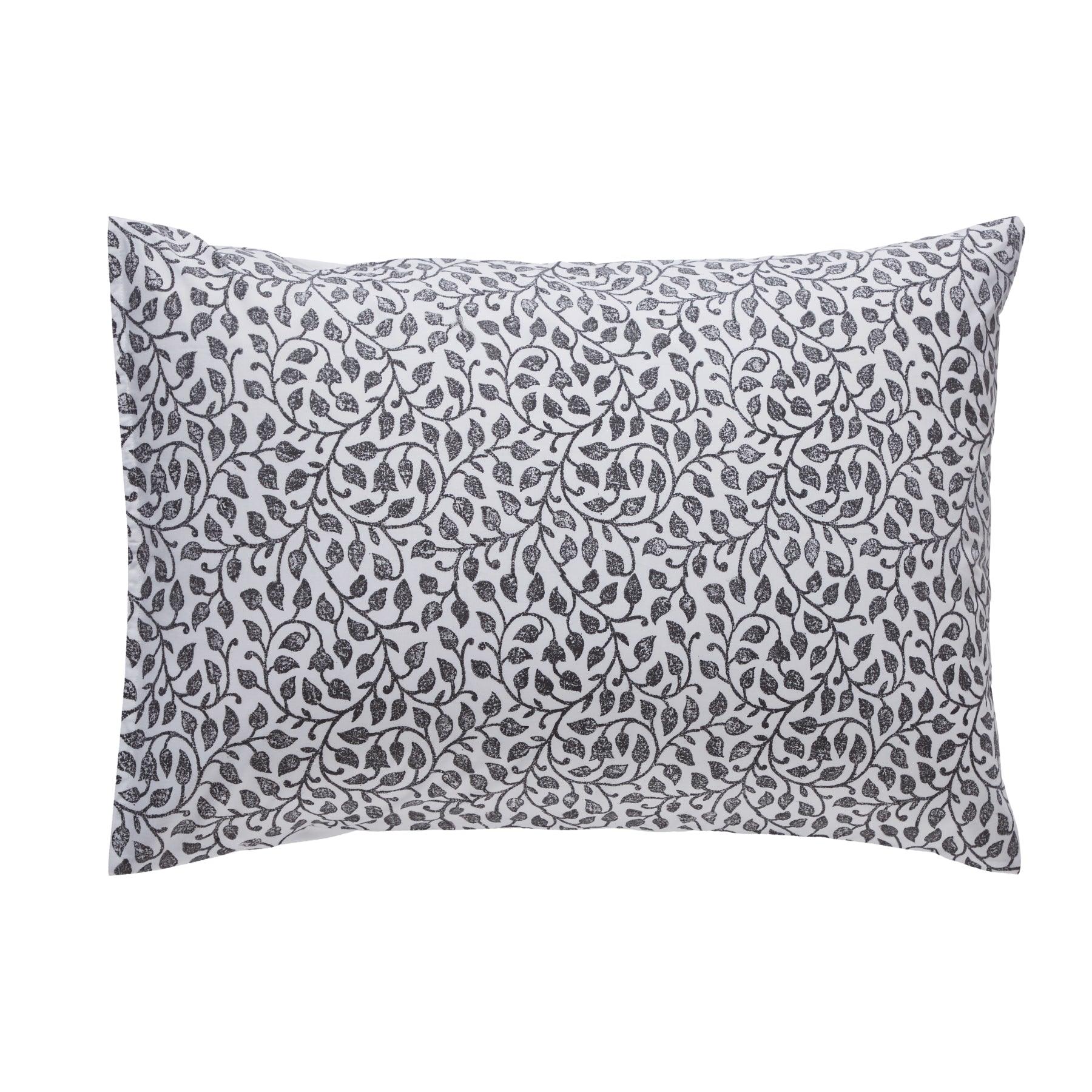 Leaf Trellis Beige & Charcoal Hand Block Print Cotton Pillow Cover Ratan Texprocess Pvt. Ltd