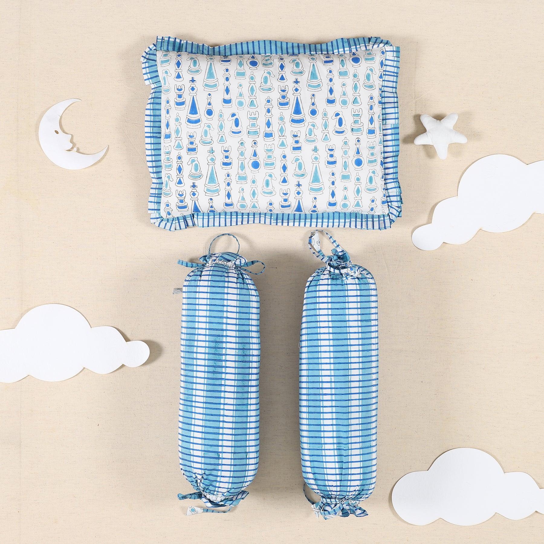 Shatranj Blue Cotton Baby Bedding Set Ratan Jaipur