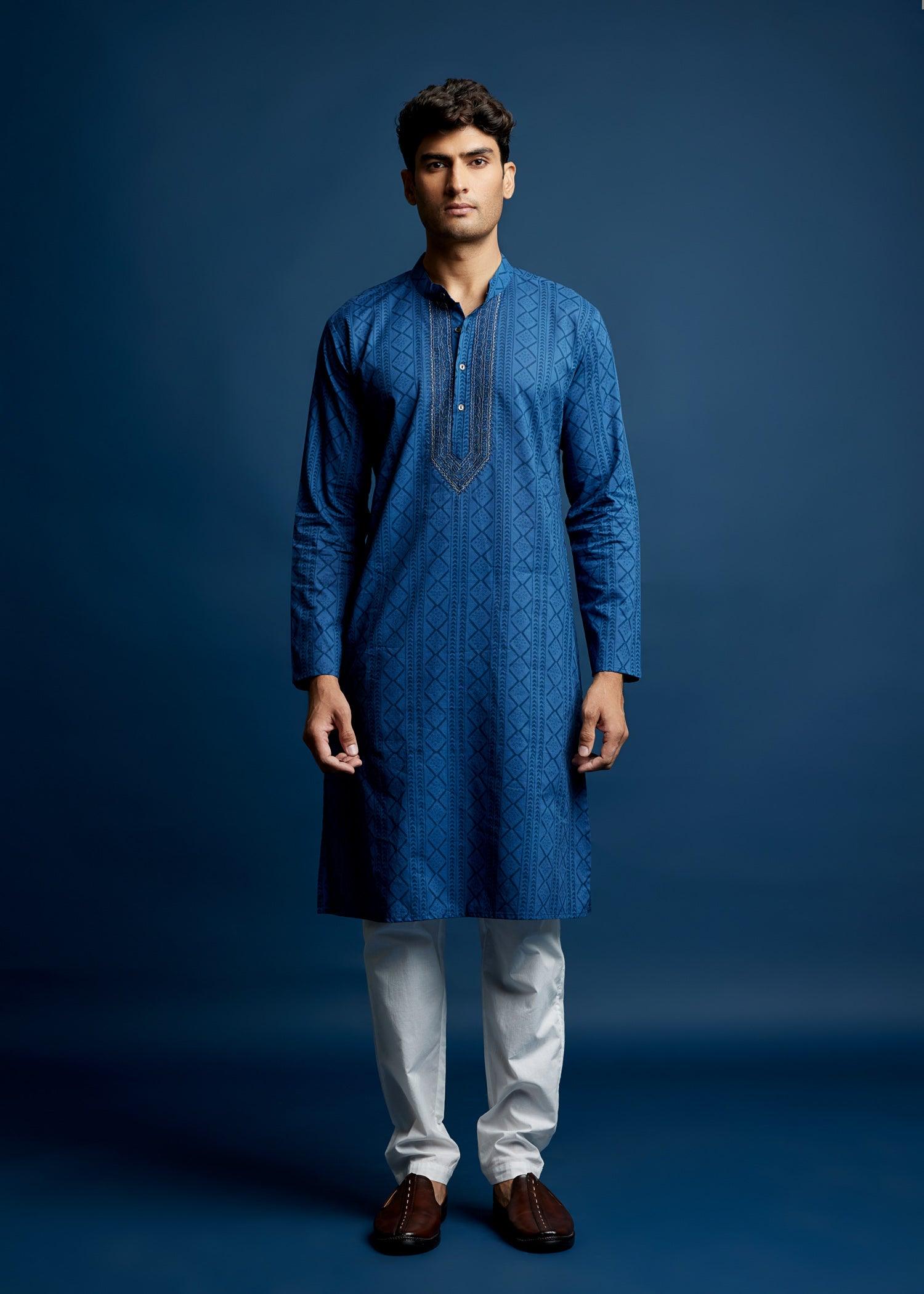 Men's Cotton Kurta Blue Ratan Texprocess Pvt. Ltd