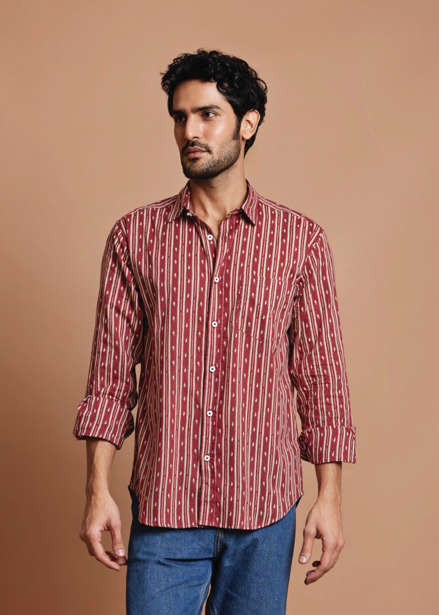 Maroon Regular Cotton Full Sleeve Shirt Ratan Texprocess Pvt. Ltd