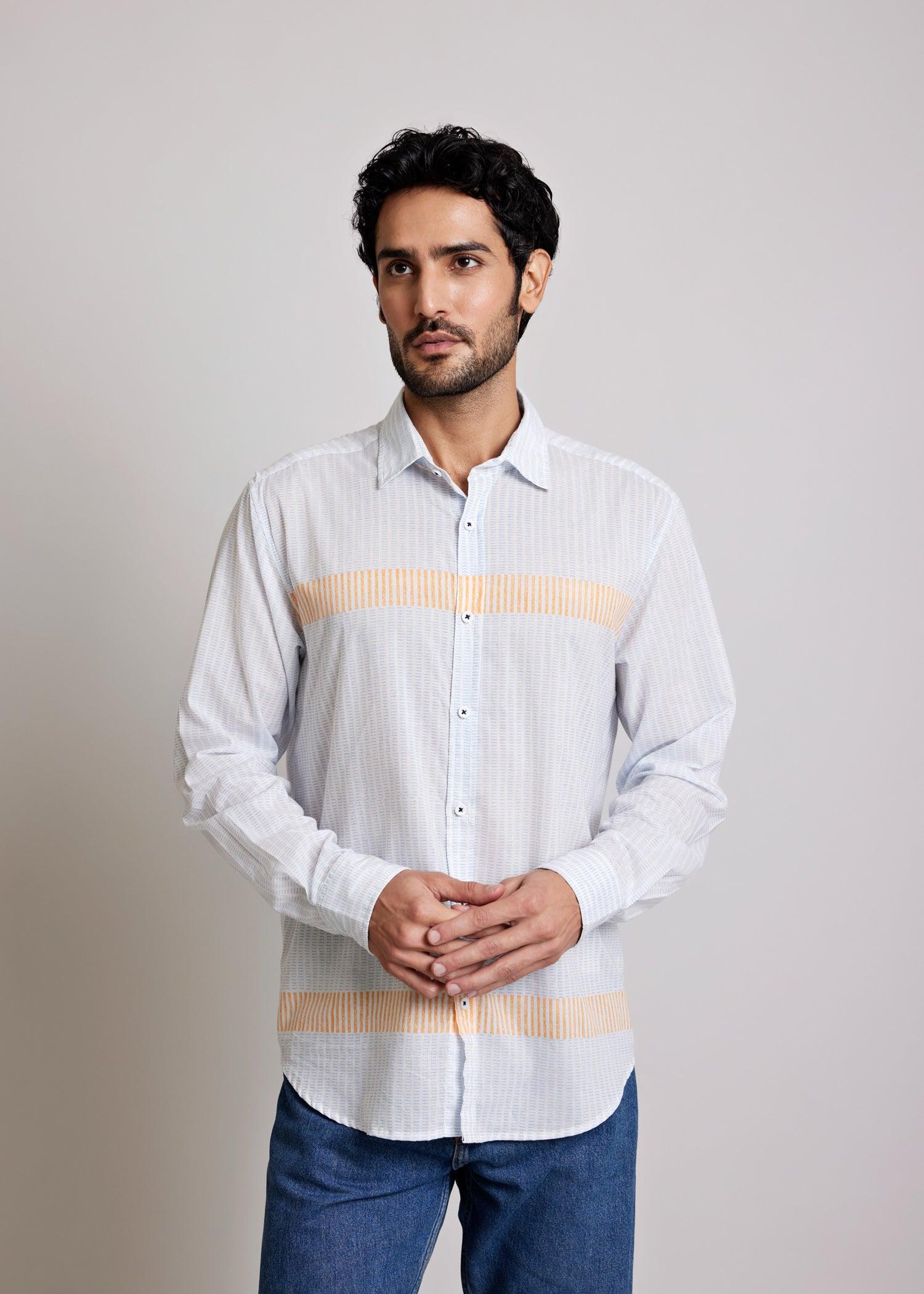 Blue & Orange Regular Cotton Full Sleeve Shirt Ratan Texprocess Pvt. Ltd