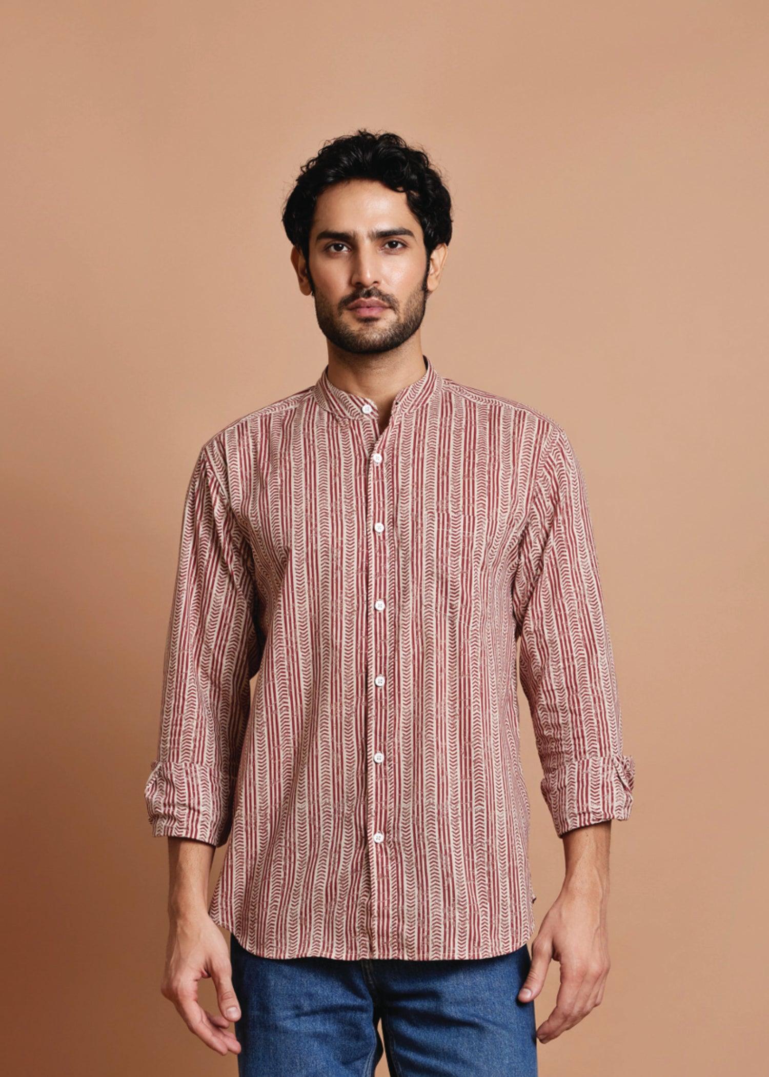 Red Regular Cotton Full Sleeve Shirt Ratan Texprocess Pvt. Ltd