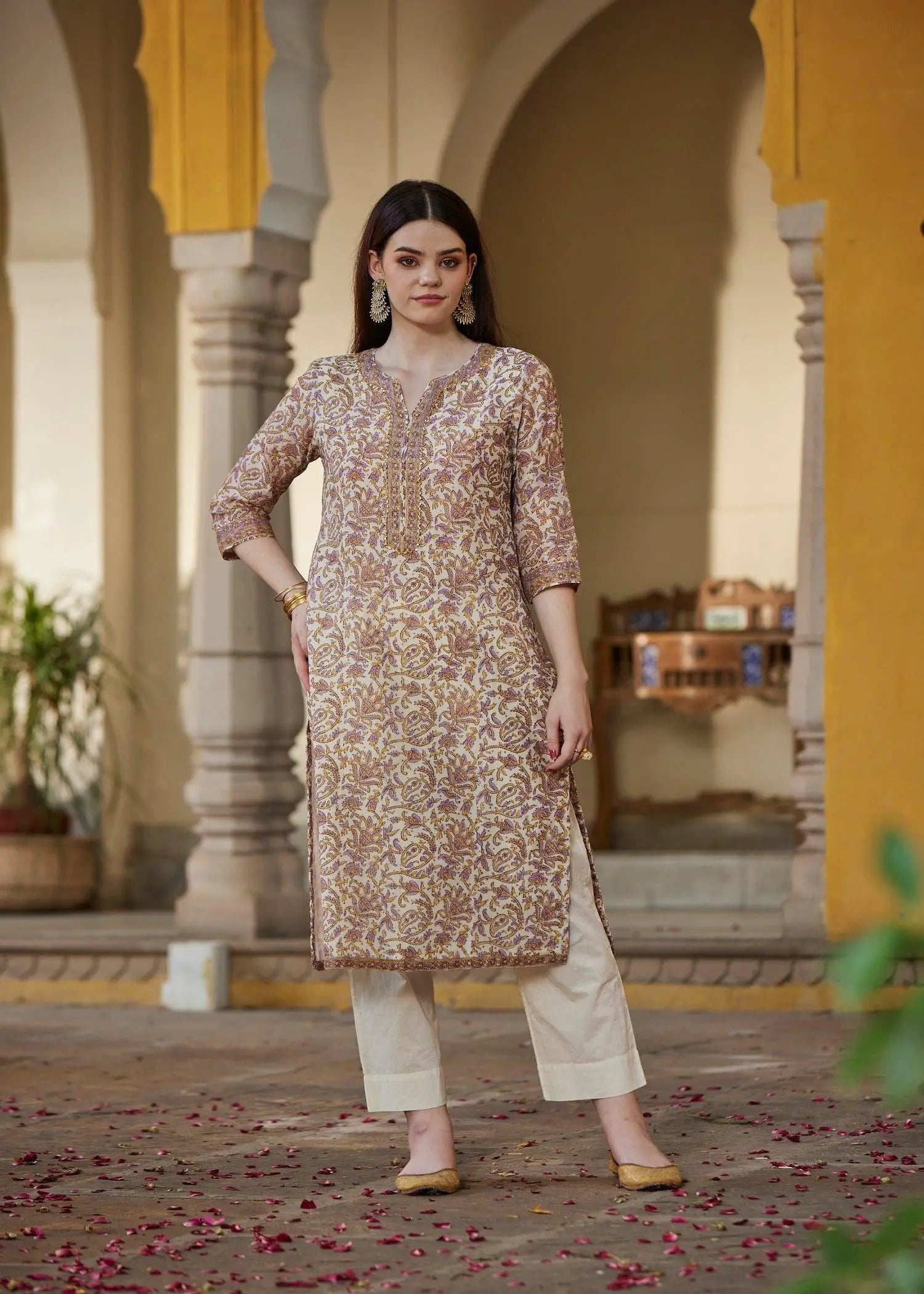 Natural Chanderi Regular Kurta | Elegant Ethnic Wear | Ratan Jaipur