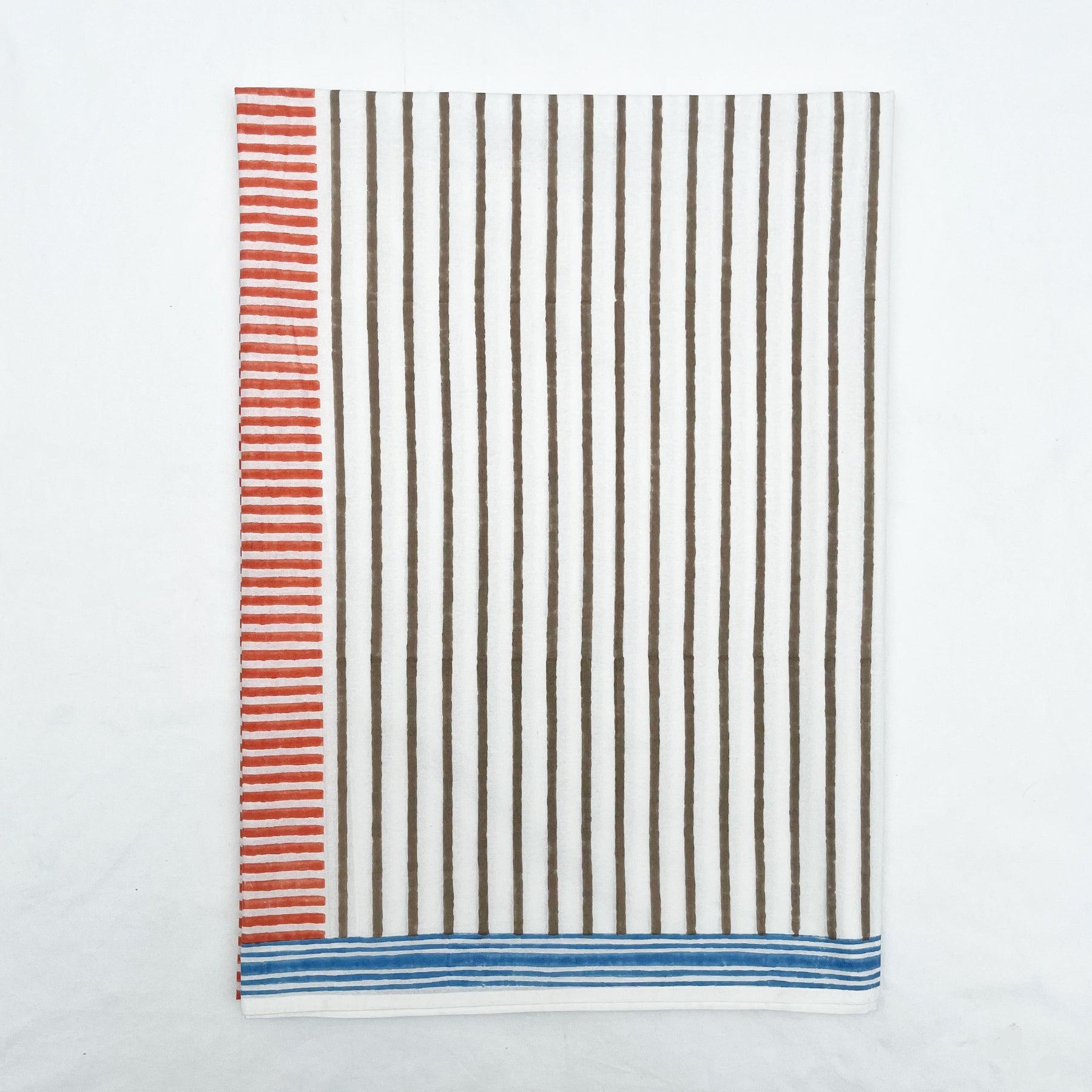 Beige-Orange Stripes Table Cover