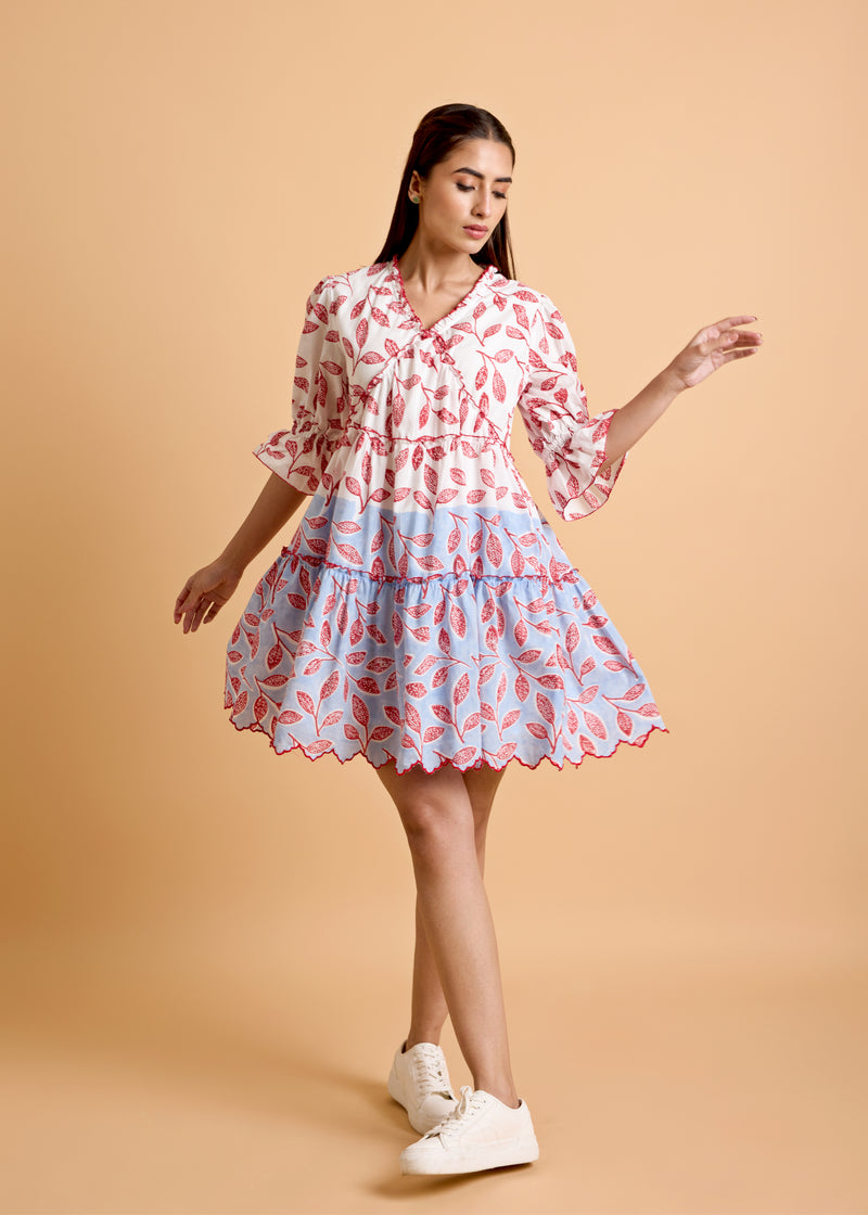 Tier Dress with Puff Sleeve
