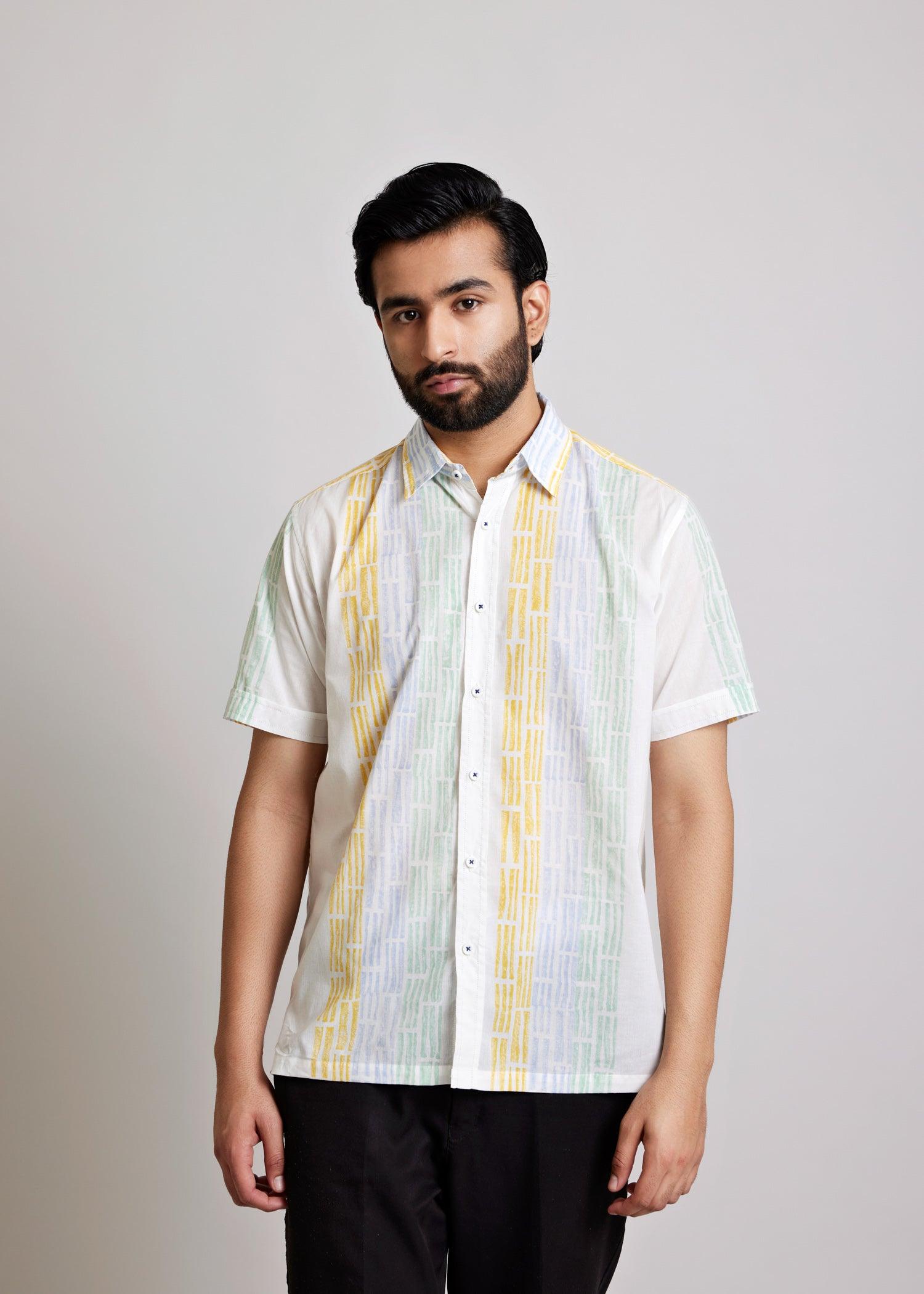 Multi & White Regular Cotton Half Sleeve Shirt Ratan Texprocess Pvt. Ltd