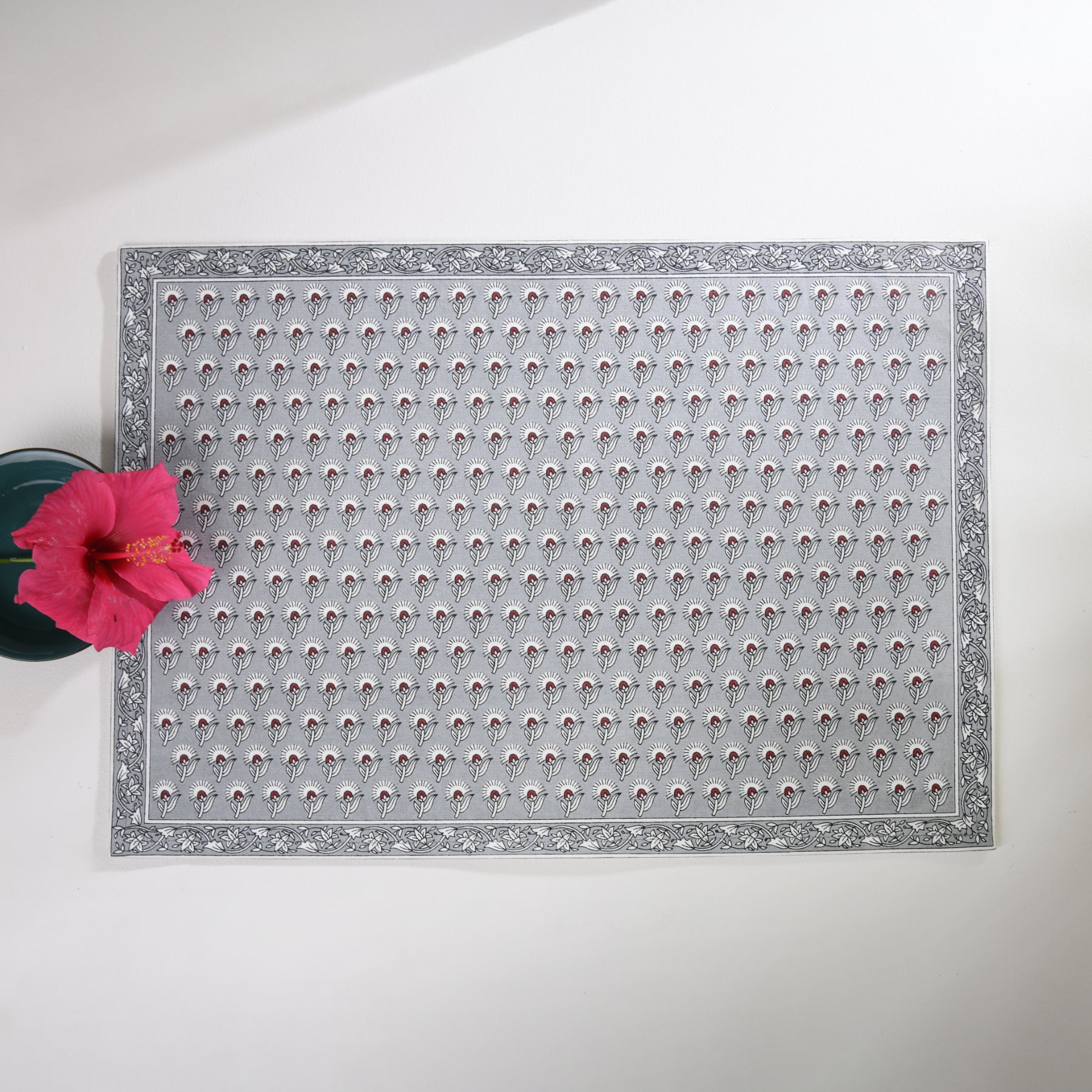 Buti Marigold Grey Table Mat Set of 6 Ratan Texprocess Pvt. Ltd