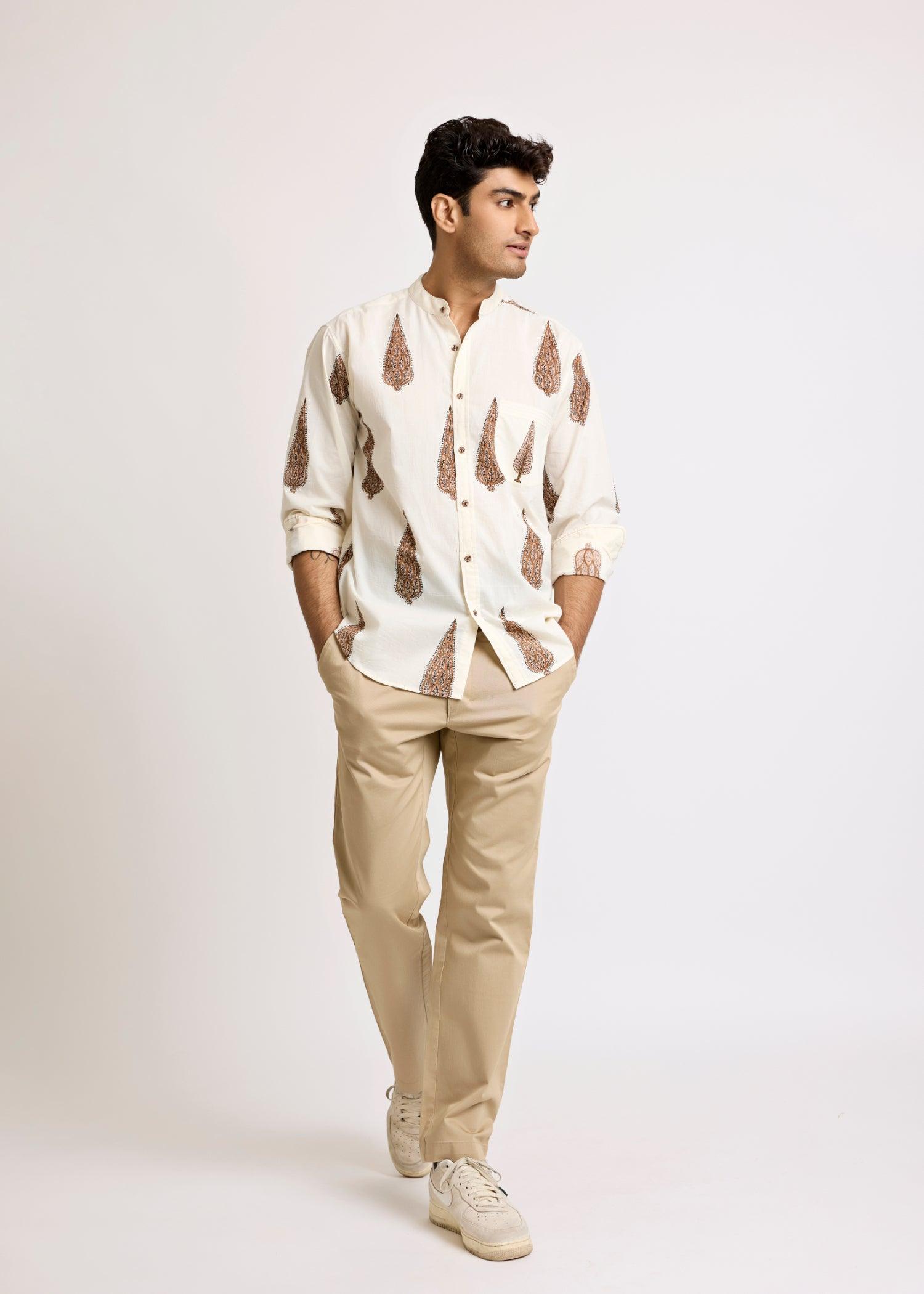 Crème & Sirocco Cotton Full Sleeve Shirt Ratan Texprocess Pvt. Ltd