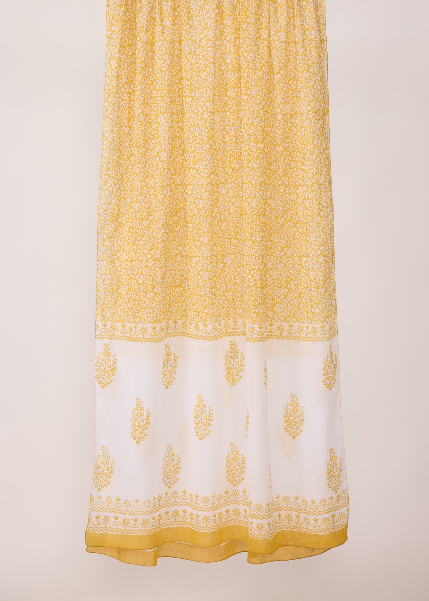 Block Printed Cotton Dupatta - Yellow