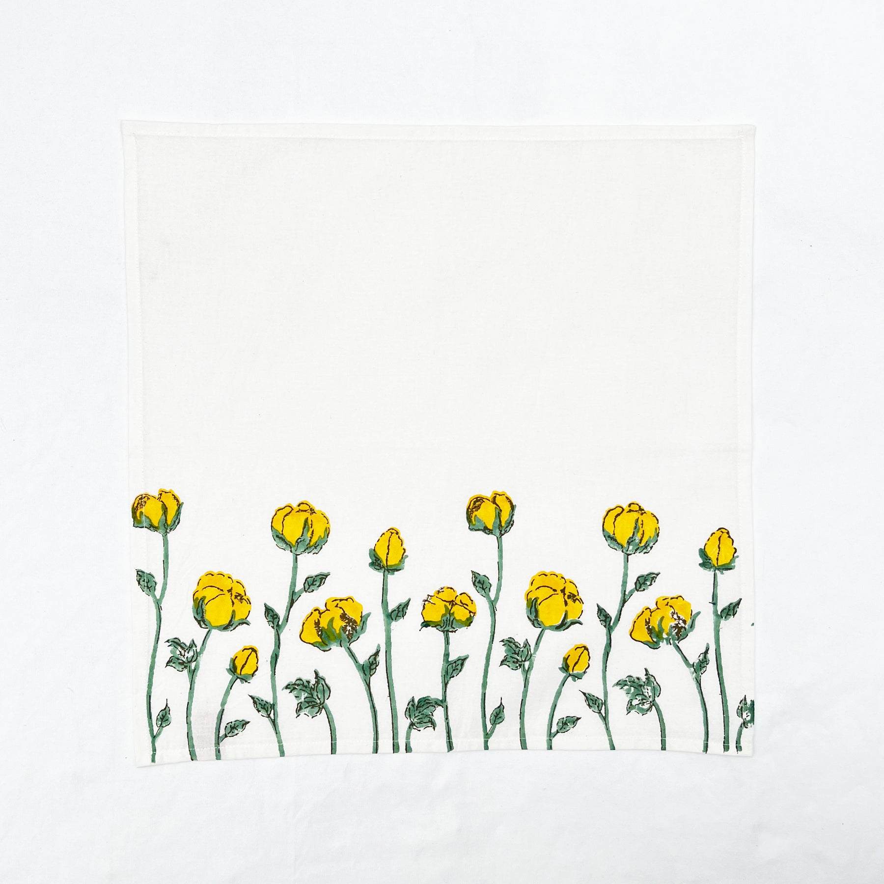 Yellow-Green Flower Napkin- Set of 6 Ratan Texprocess Pvt. Ltd