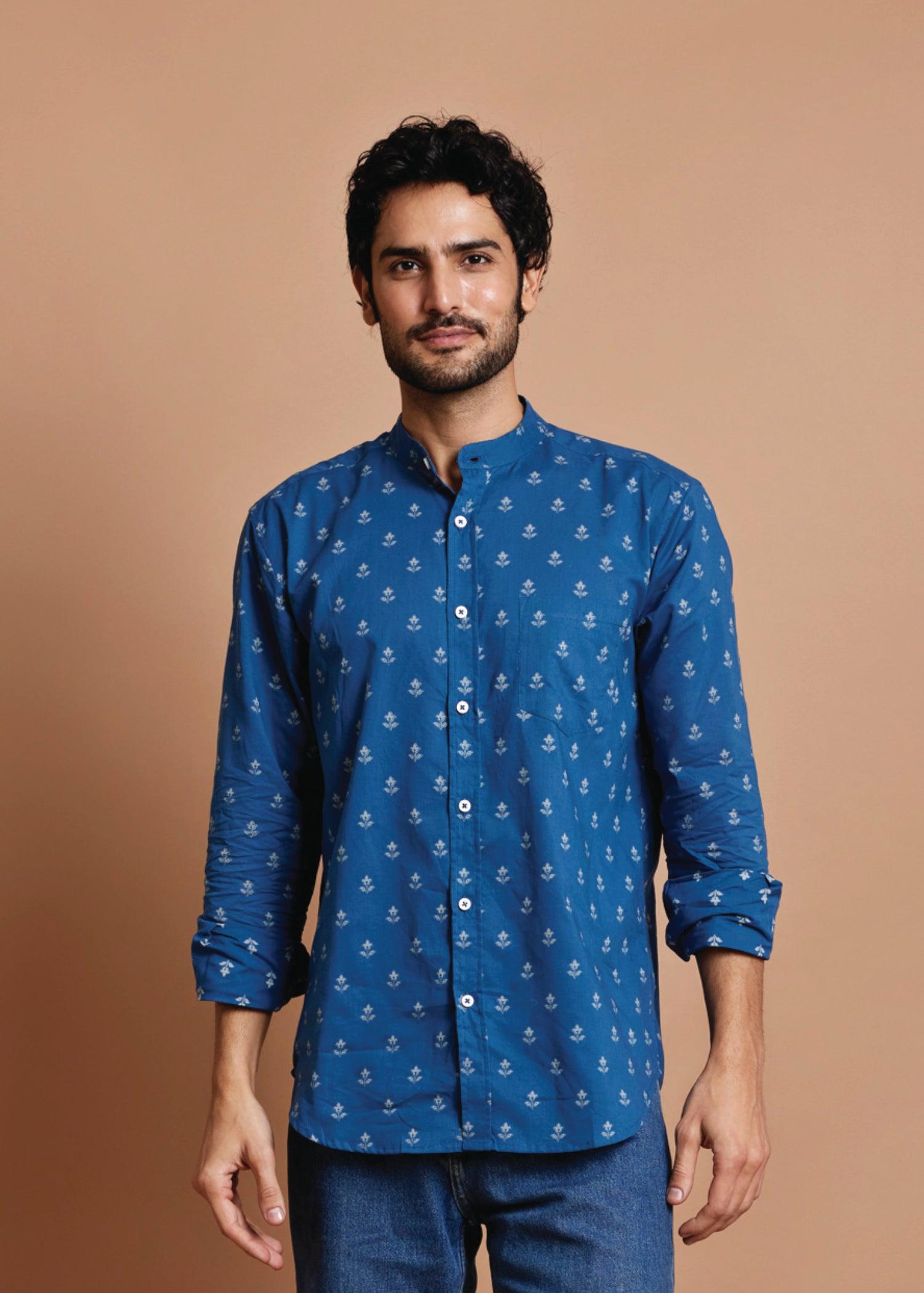 Legion Blue Regular Cotton Full Sleeve Shirt Ratan Texprocess Pvt. Ltd